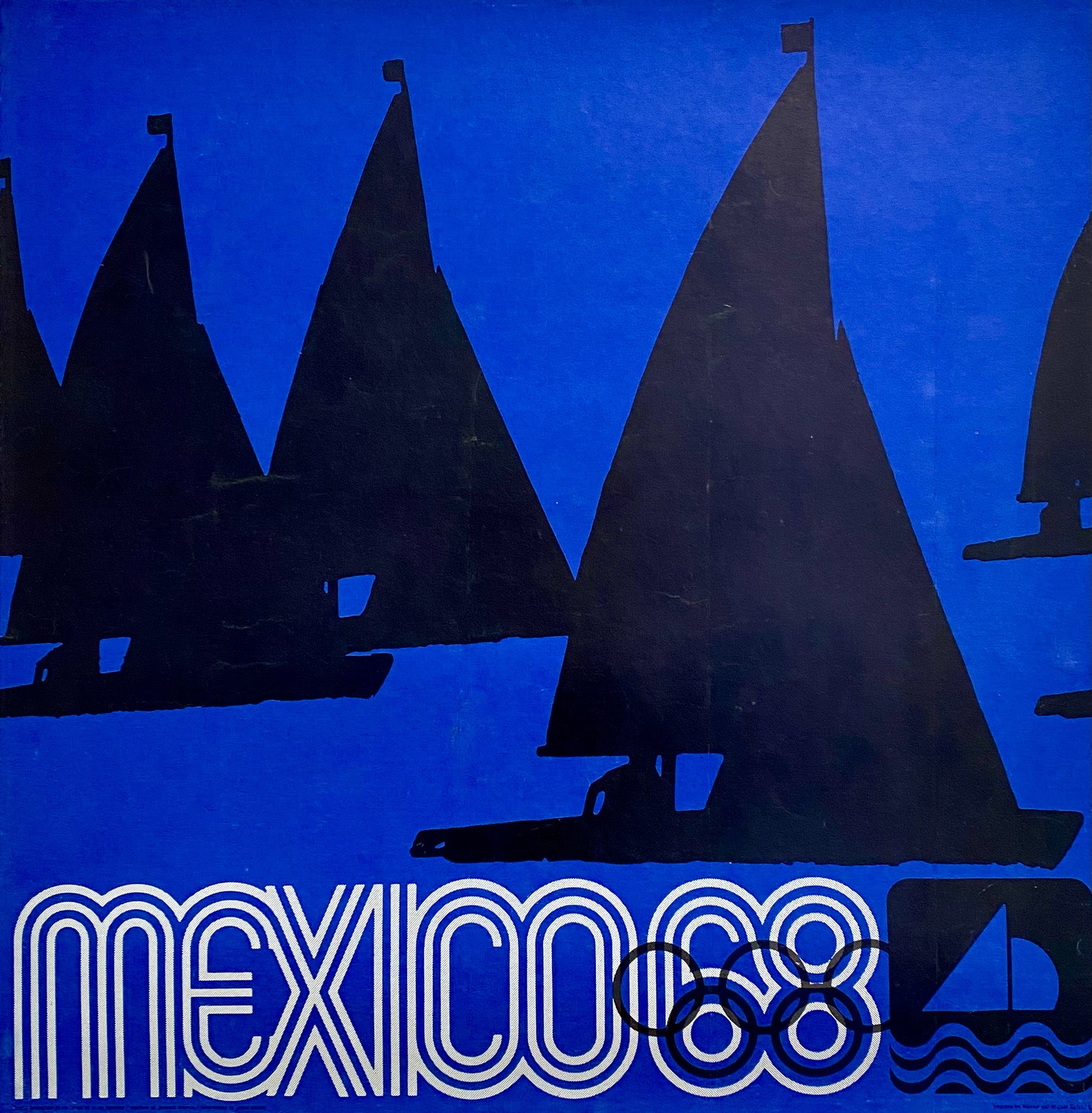 Affiche Ancienne Jeux Olympiques Mexico 1968 Voile - Wyman Lance