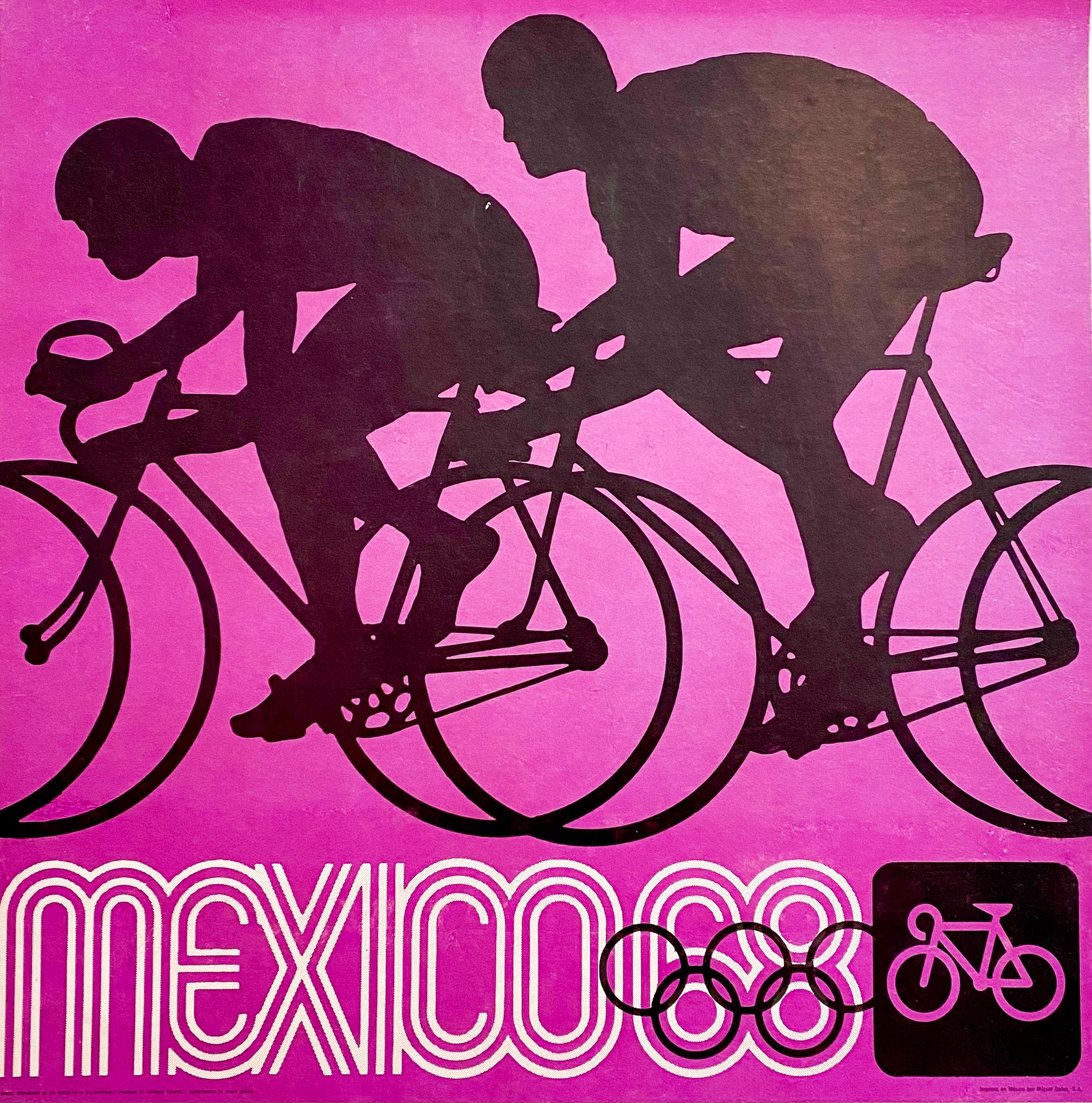 Affiche Ancienne Original Jeux Olympiques Cyclisme Mexico 1968, par Wyman Lance