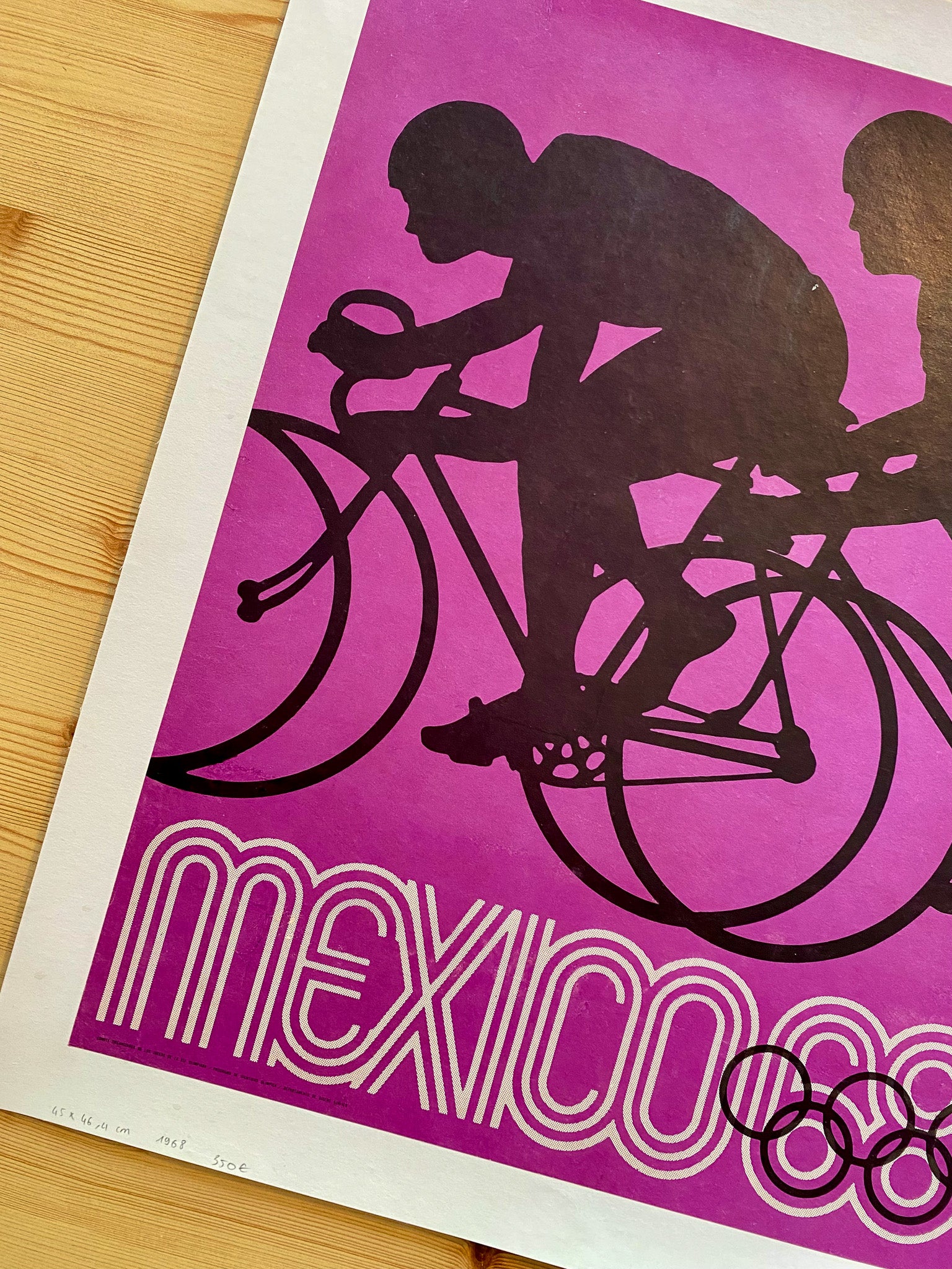 Affiche Ancienne Original Jeux Olympiques Cyclisme Mexico 1968, par Wyman Lance