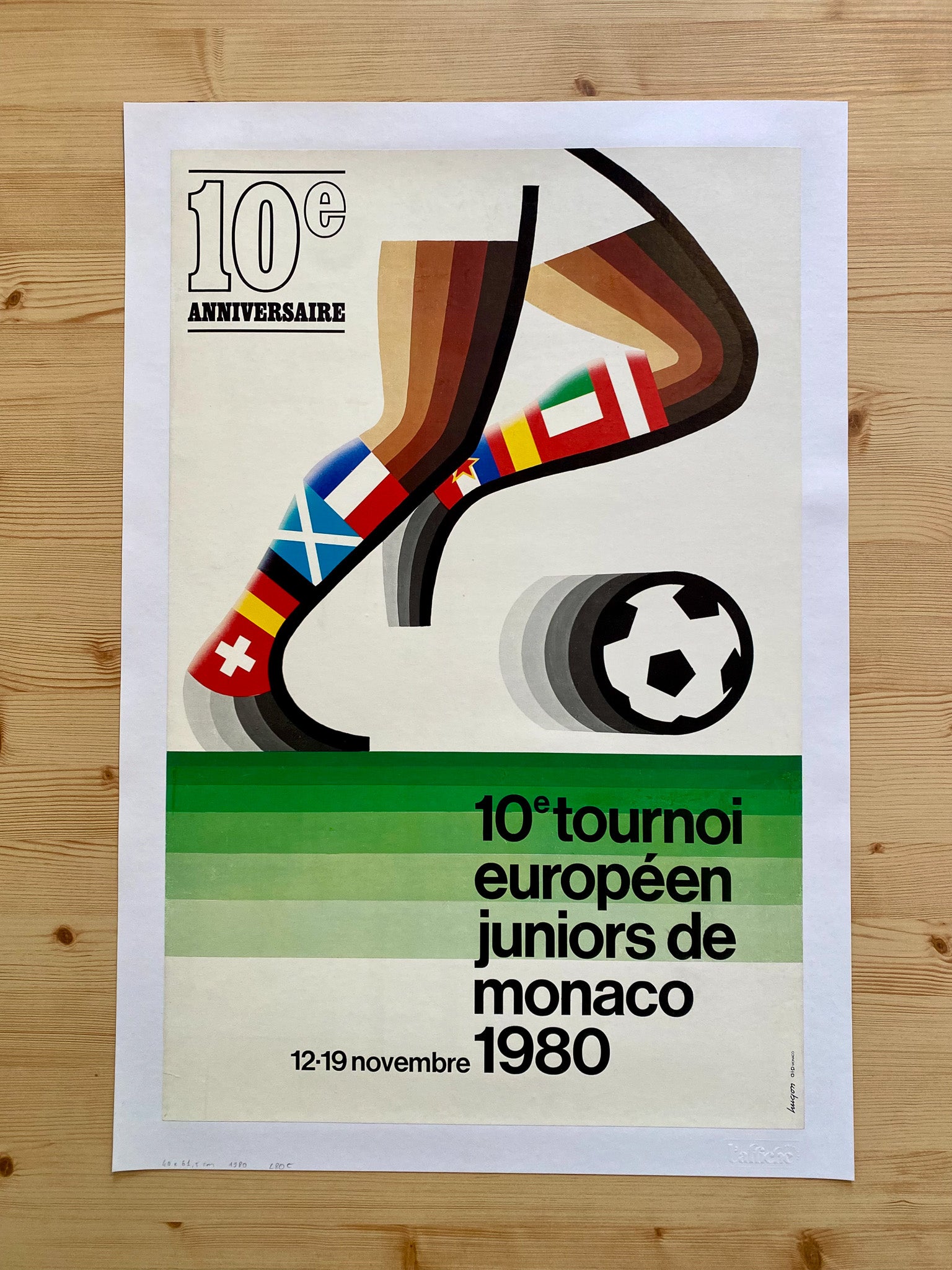 Affiche Originale Football - 10eme Tournoi Européen Juniors de Monaco - Hugon 1980