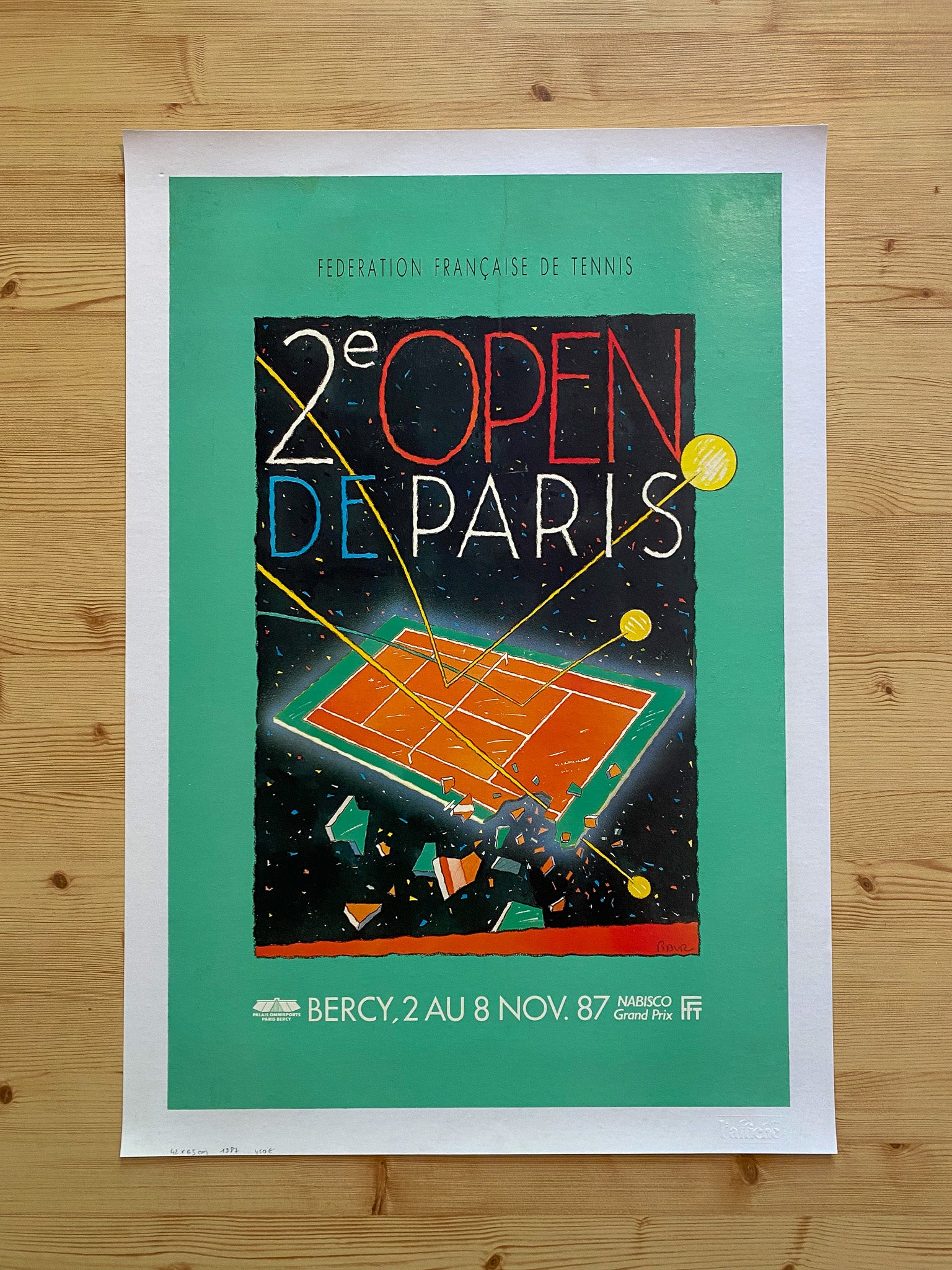 Affiche Originale Tennis - 2eme Open de Paris Bercy - Ruedi Baur 1987
