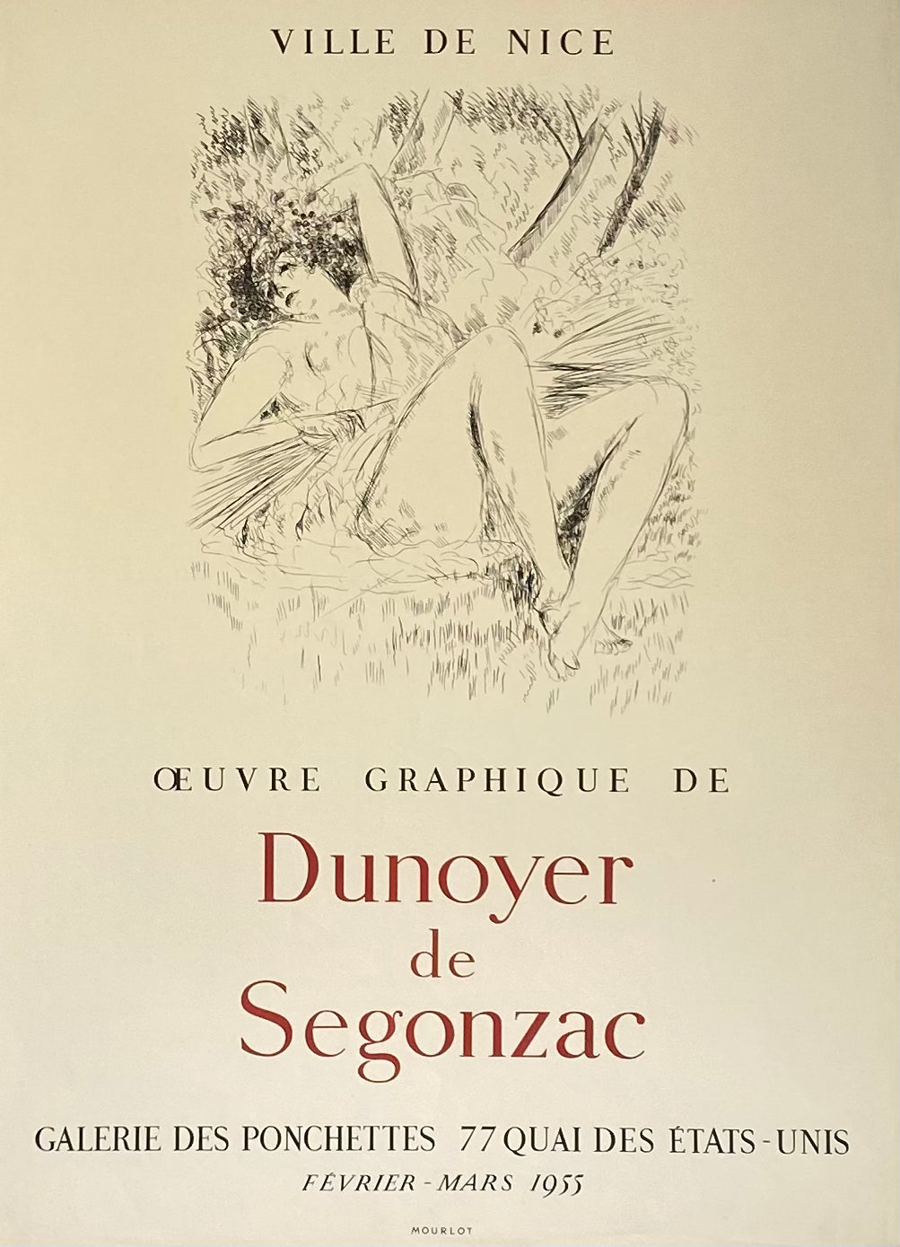 Affiche Original Galerie des Ponchettes - Dunoyer de Segonzac 1955