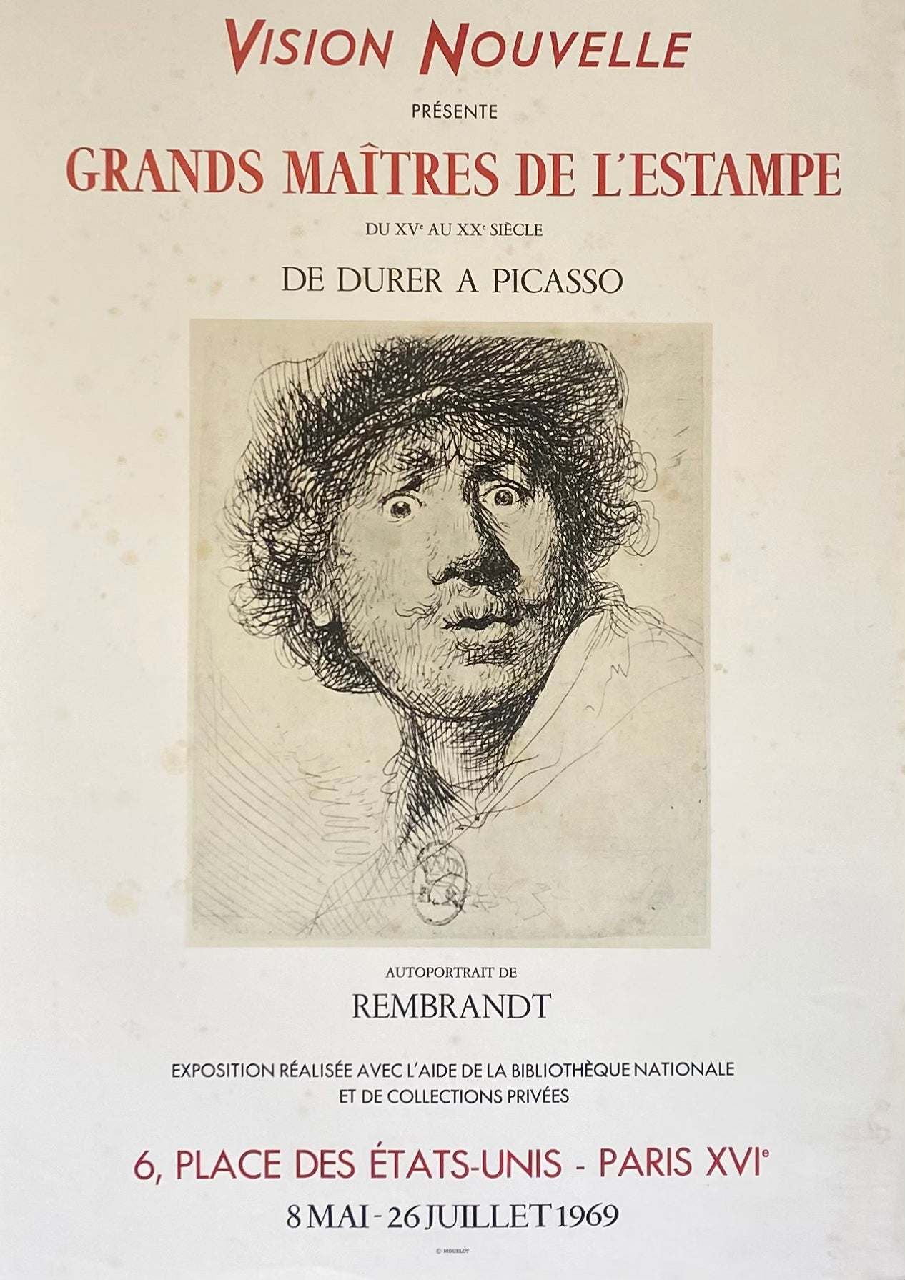 Affiche Original Vision Nouvelle présente Grands Maîtres de l'Estampe - Rembrandt 1969