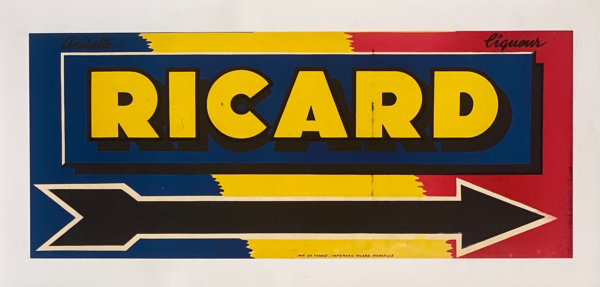 Rare Affiche Lithographique Ricard Liqueur Anisette (Flèche)