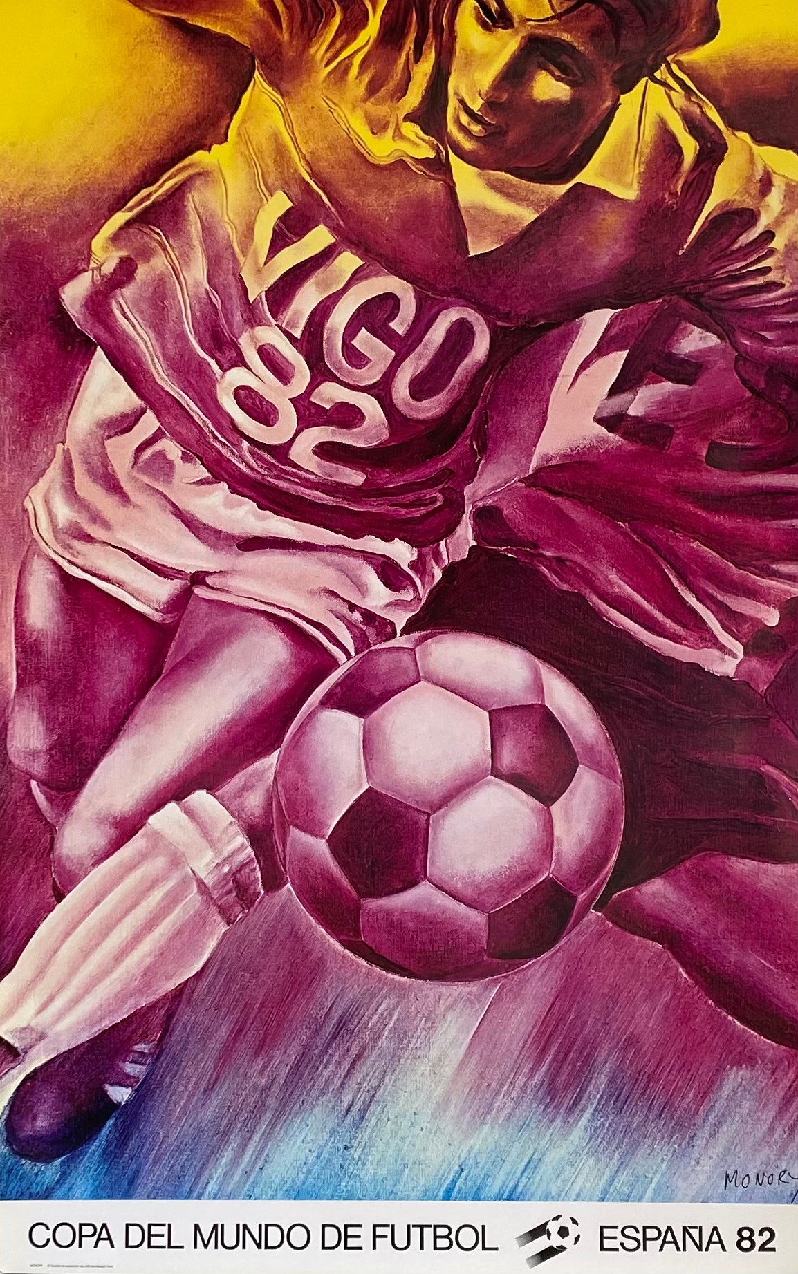 Affiche Coupe du monde football Espagne Par Jacques Monory, 1982 "Cupa del mundo de futbol"