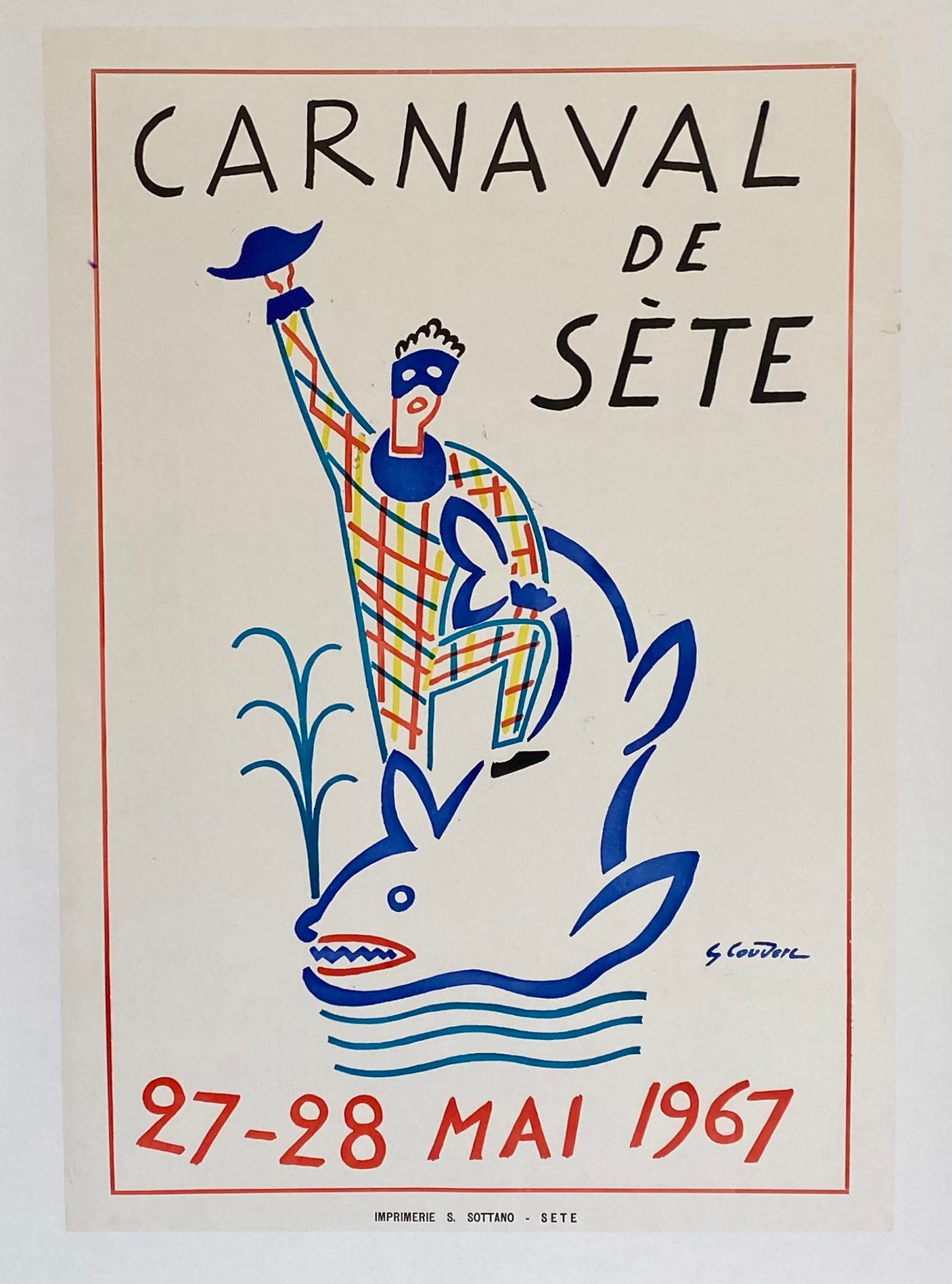 Affiche Originale Carnaval de Sete - Couderc 1967