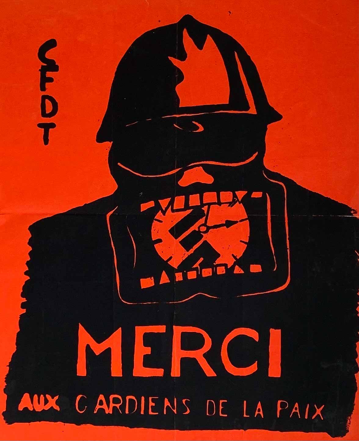 Affiche Collection Mai 68 CFDT merci aux Gardiens de la Paix