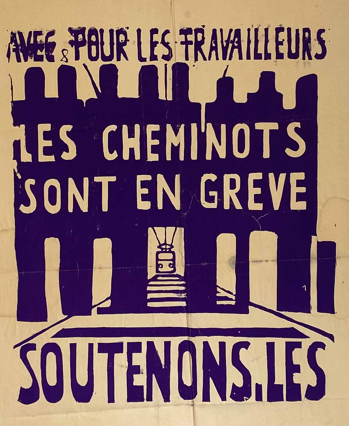 Affiche Collection Mai 68 Les Cheminots sont en Grève Soutenons. les