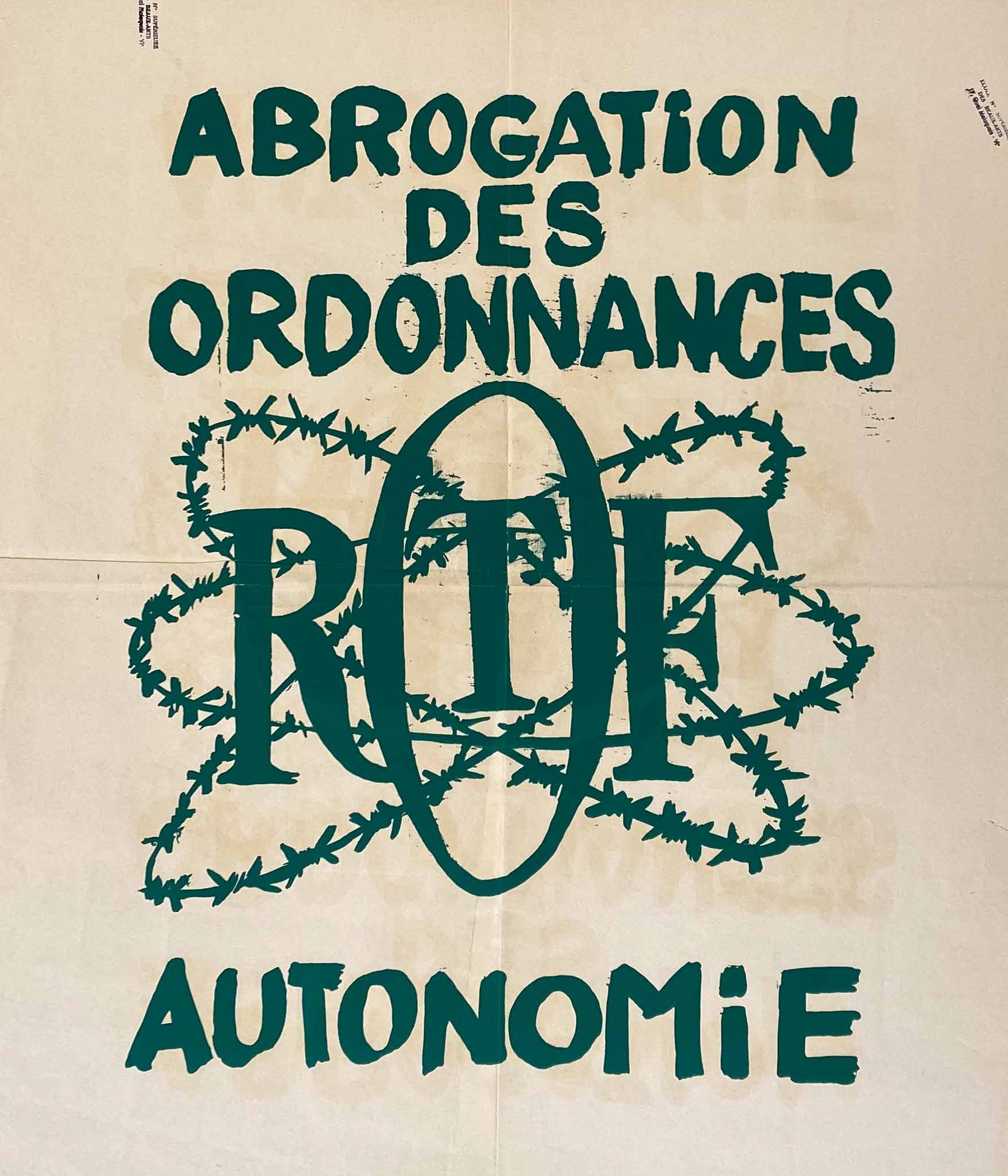 Affiche Collection Mai 68 Abrogation des Ordonnances Autonomie