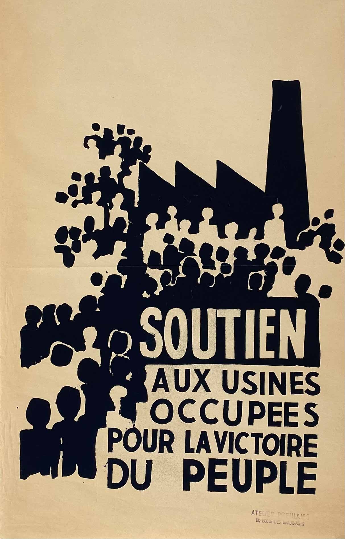 Affiche Collection Mai 68 Soutien aux Usines Occupées pour la Victoire du Peuple