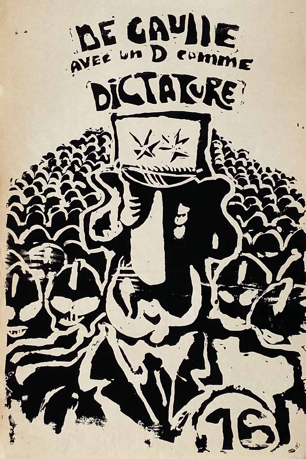 Affiche Mai 68 De Gaulle avec un D comme dictature