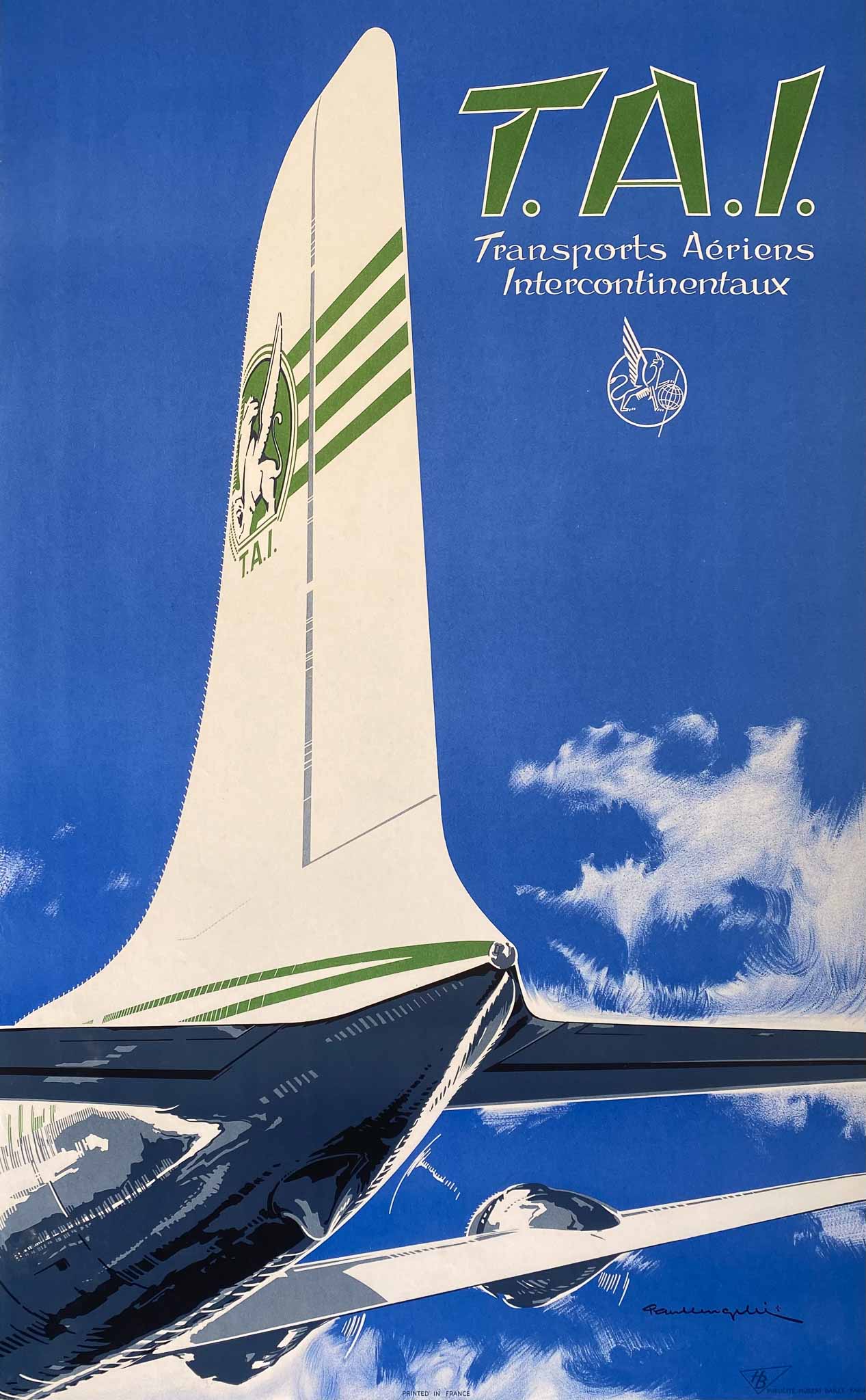 Affiche TAI Transports Aériens Continentaux   par Langelle Paul, 1969