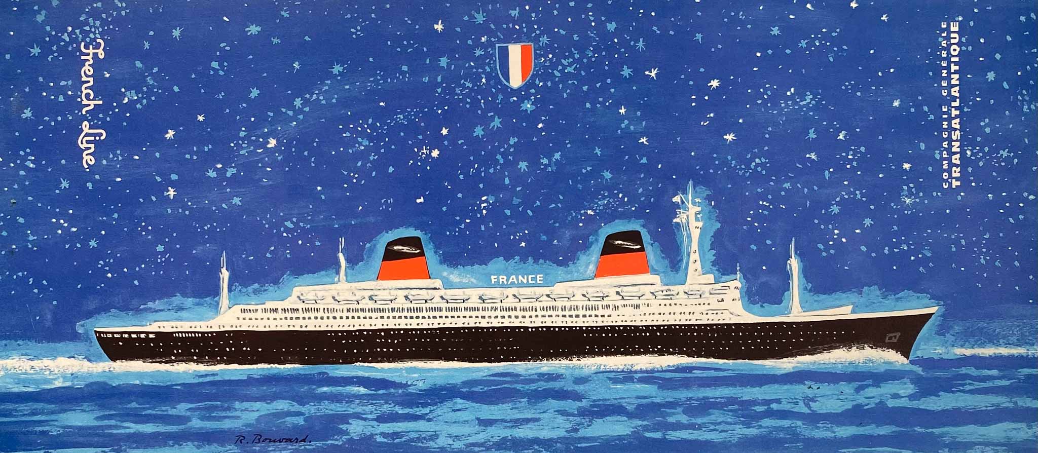 Affiche France Cie Gle Transtlantique French Line par Bouvard R., 196