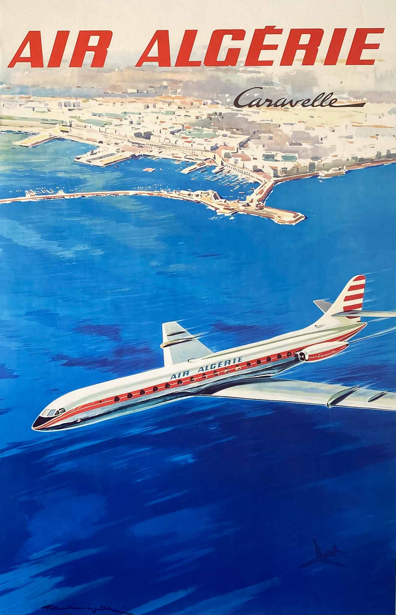 Affiche Air Algérie Caravelle par Langelle Paul, 1959