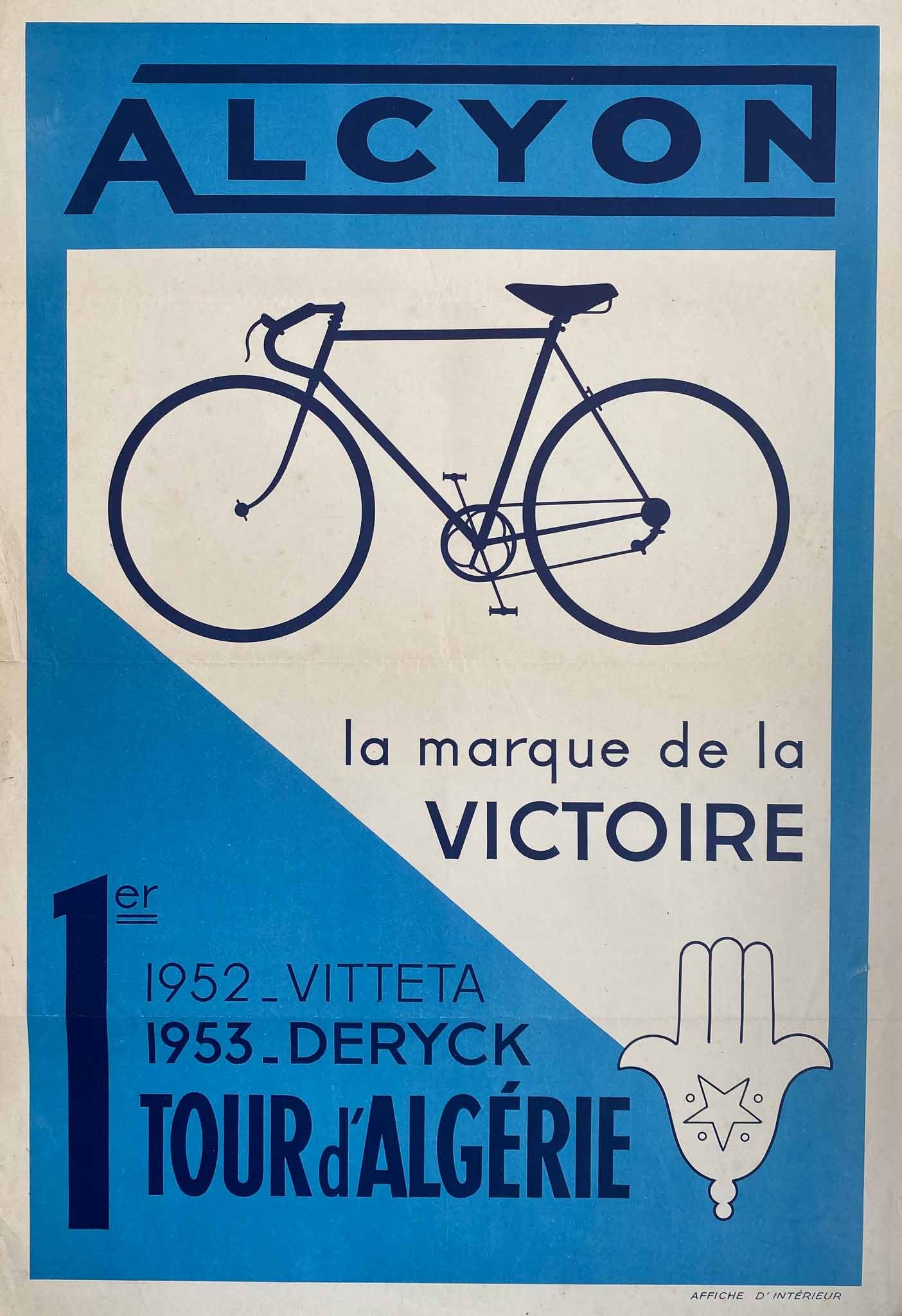 Affiche Collection Alcyon La marque de la victoire 1er tour d'Algérie - 1953