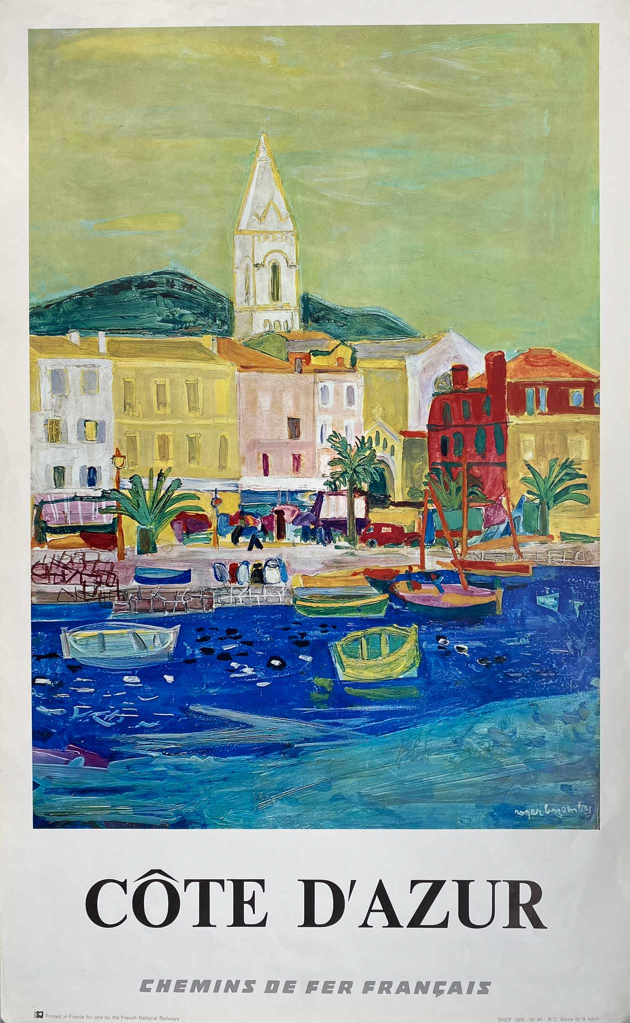 Affiche Côte d'Azur par Bezombes Roger, 1966