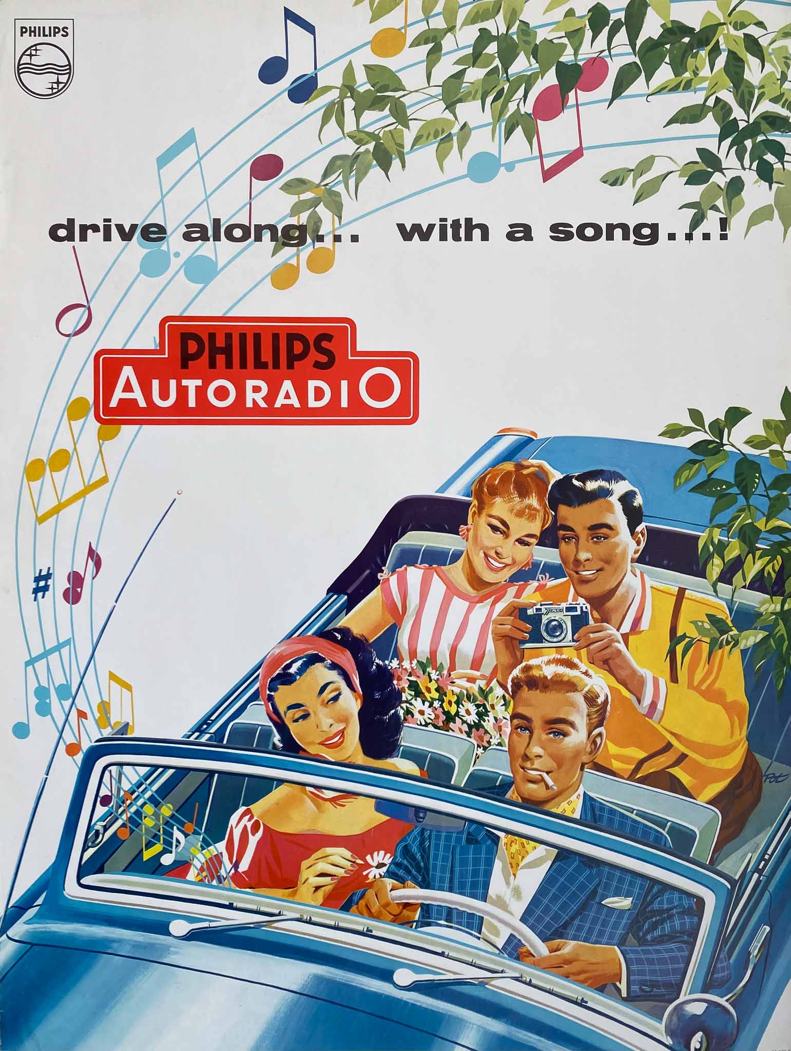 Affiche Philips Autoradio drive along... with a song… par pot Willy, 1960