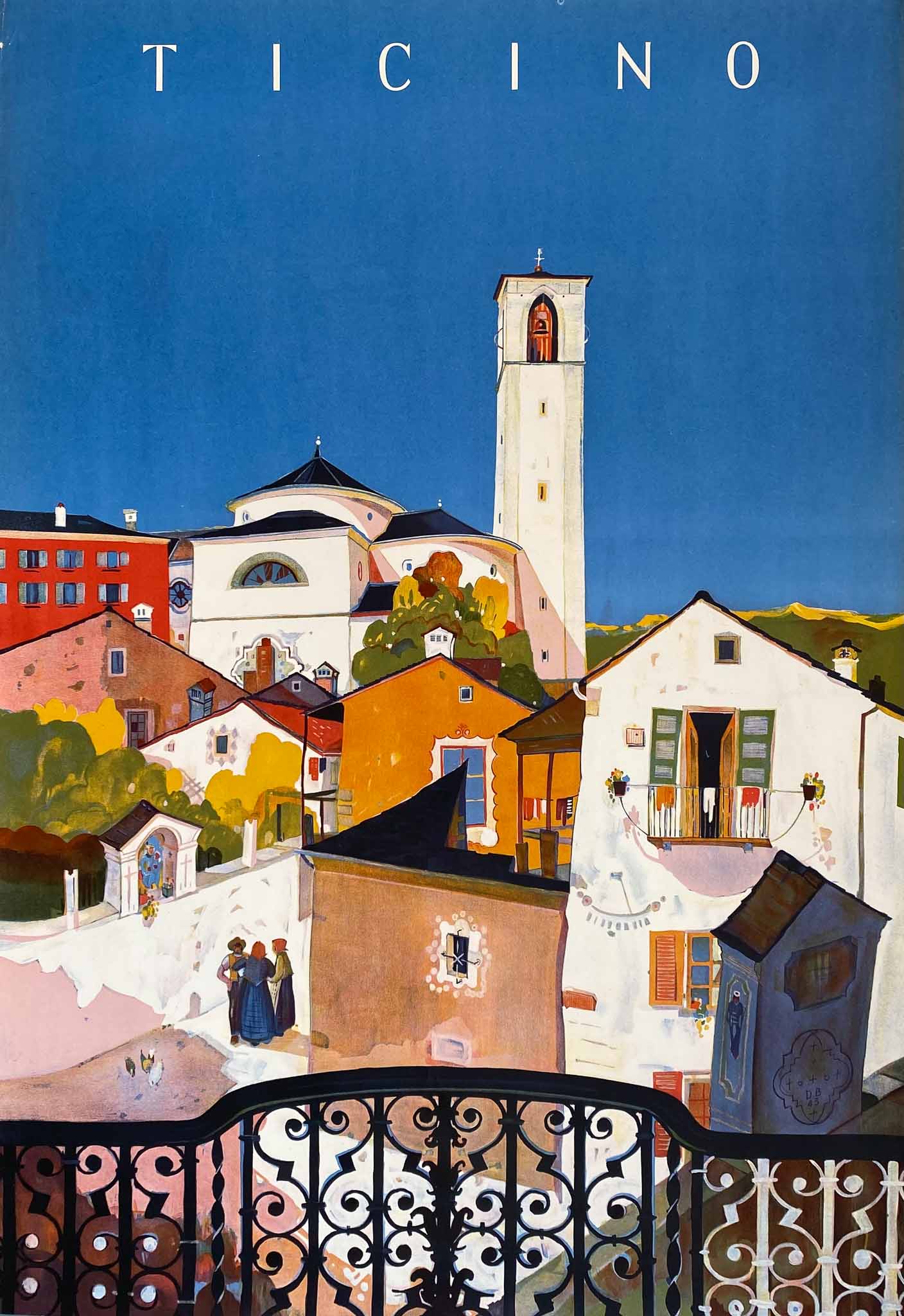 Affiche Ticino par D.B, 1950