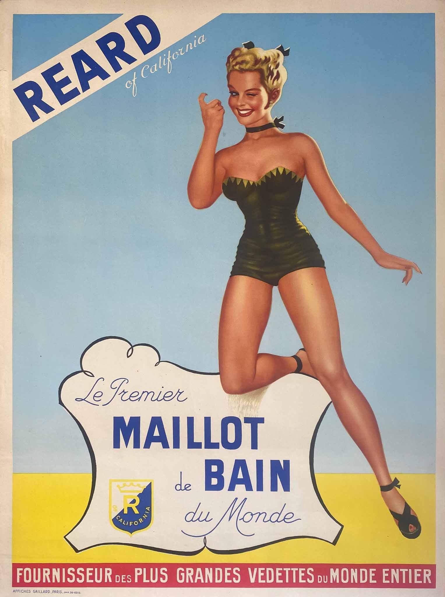 Affiche Reard of California Le Premier Maillot de Bain du Monde  1950