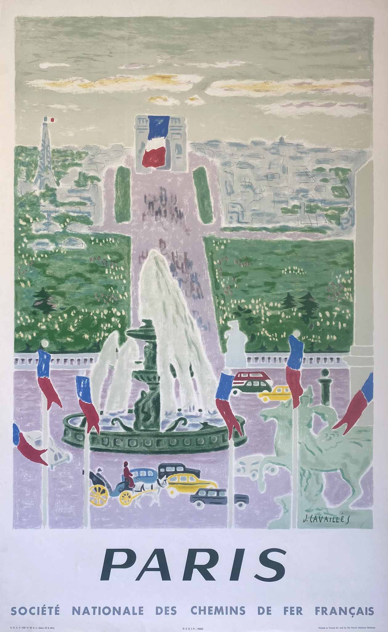 Affiche Collection Paris, Sociéte Nationale des chemins de fer français - Cavailles Jules 1957