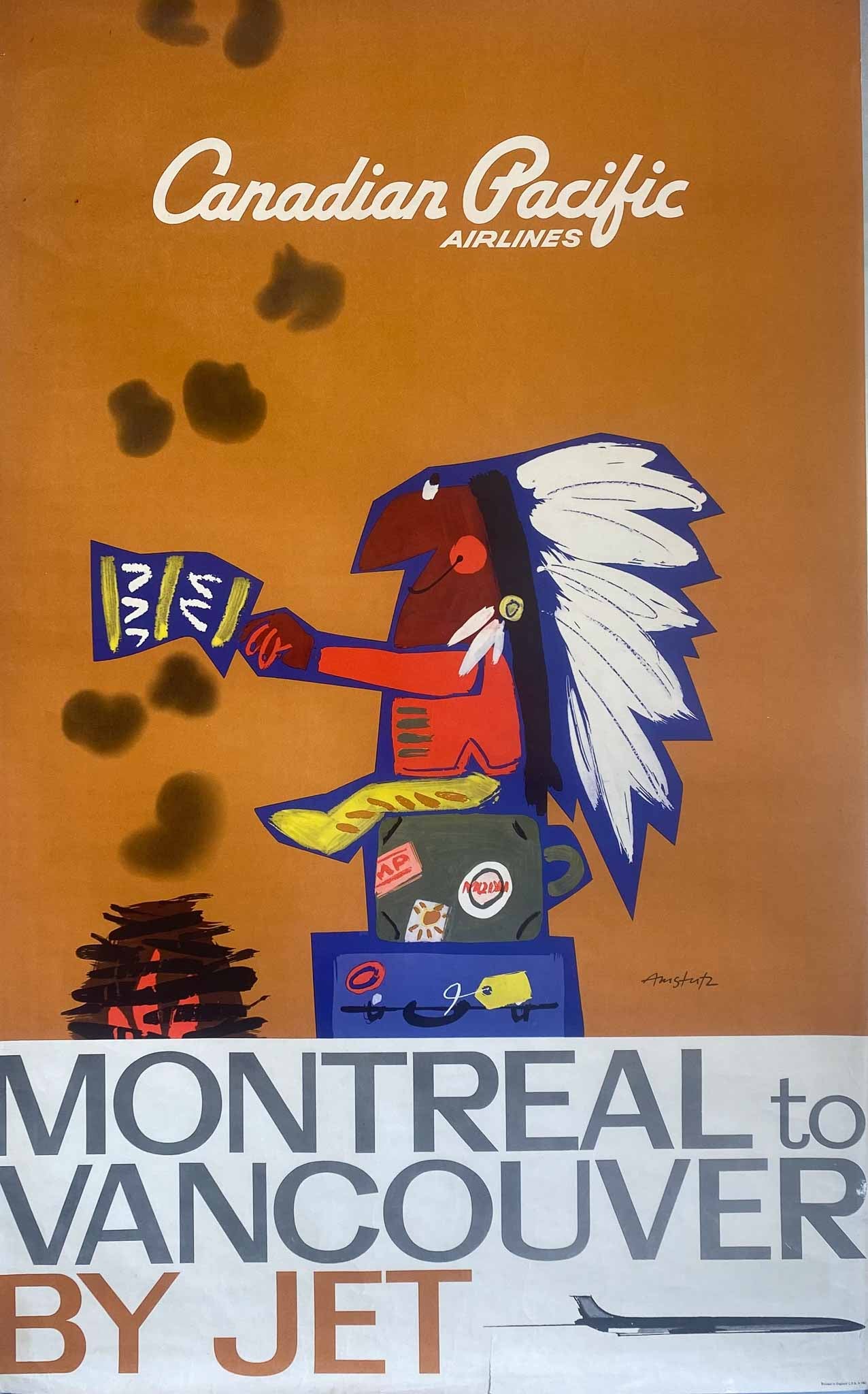 Affiche Canadian Pacicfic  Airlines Montreal Vancouver by Jets  par Amstrutz, 1961