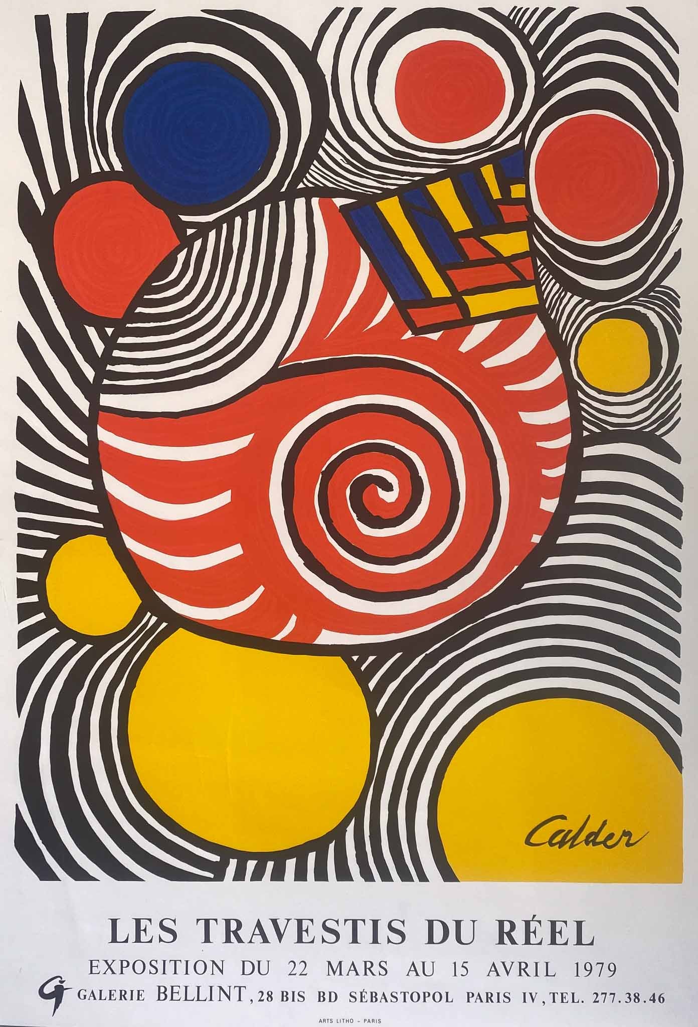 Affiche Calder Les Travestis du Réel Galerie Bellint Paris  par Alexandre Calder, 1979