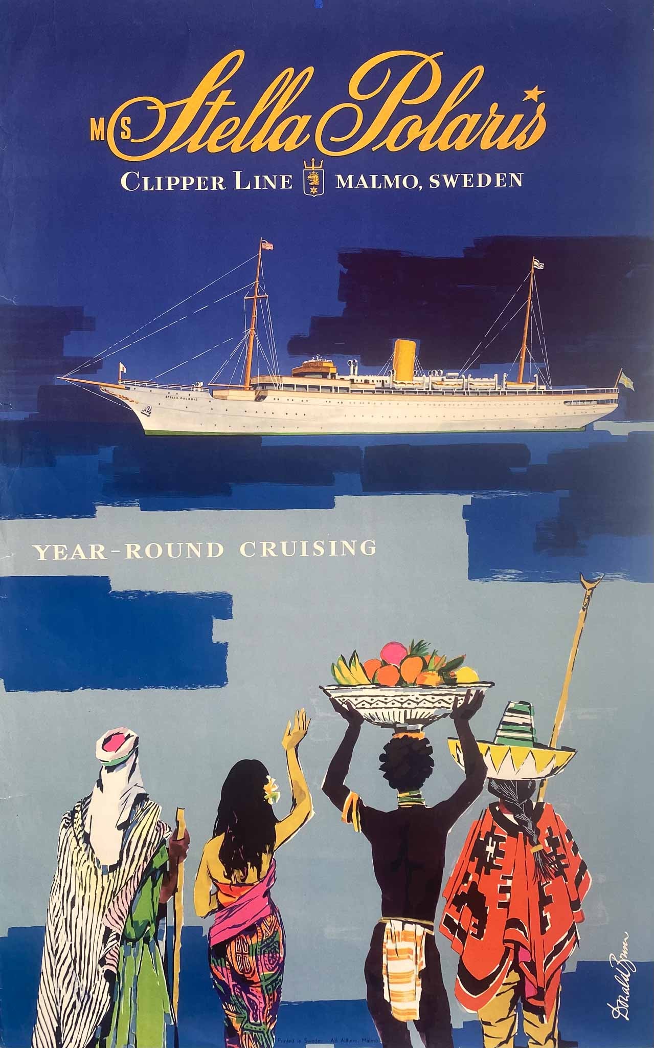 Affiche Ms Stella Polaris, Clipper Line , Malmo, Sweden Year-Round Cruising par Brun Donald, 1950