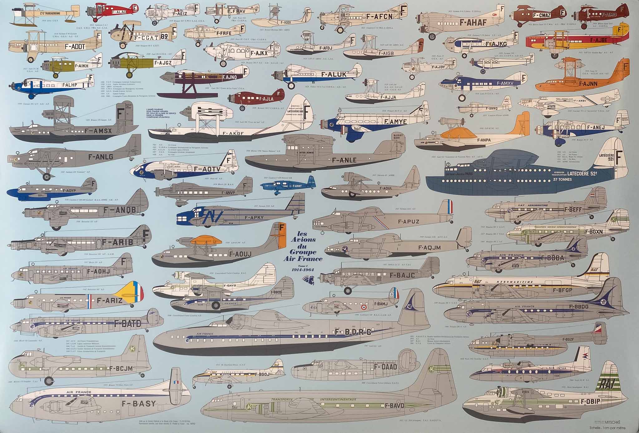 Affiche Les Avions du Groupe Air France Tome 1  par Philippe Mitschké, 1970 - 1994