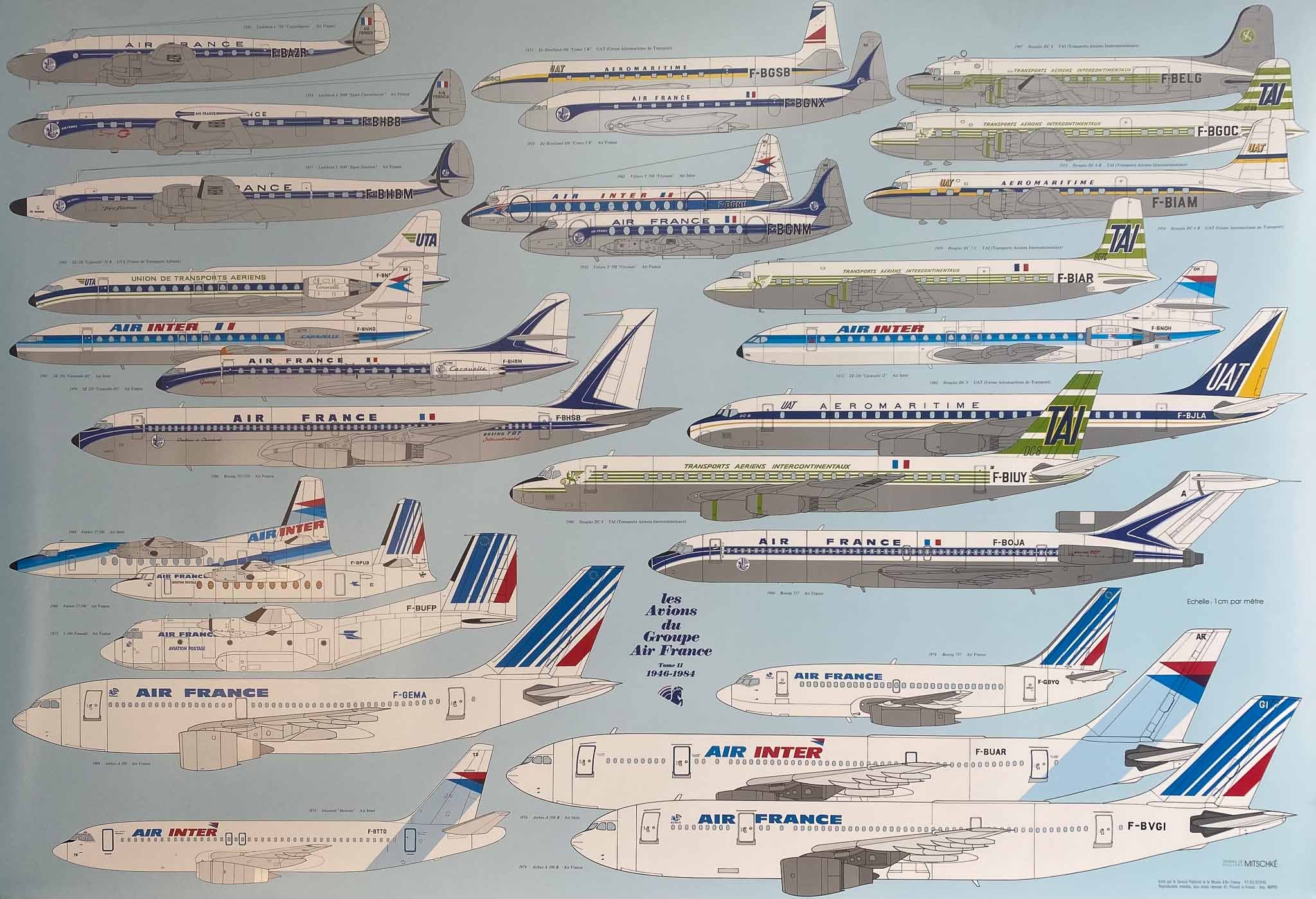 Affiche Les Avions du Groupe Air France Tome 2  par Philippe Mitschké, 1970 - 1994