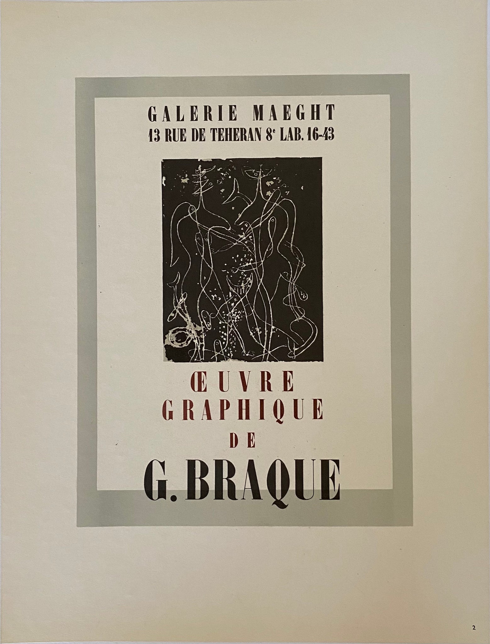 Affiche ancienne galerie Maeght d'après Georges Braque, 1959