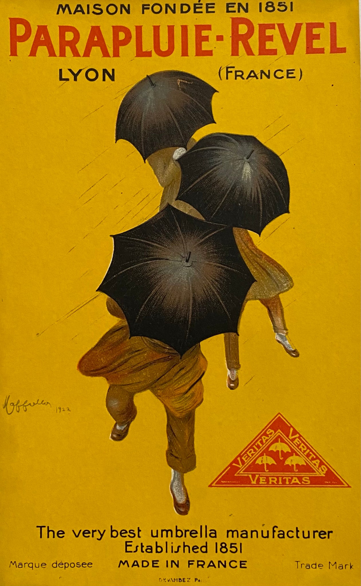 Affiche ancienne Parapluie-Revel Lyon France  par LEONETTO CAPPIELLO, 1922