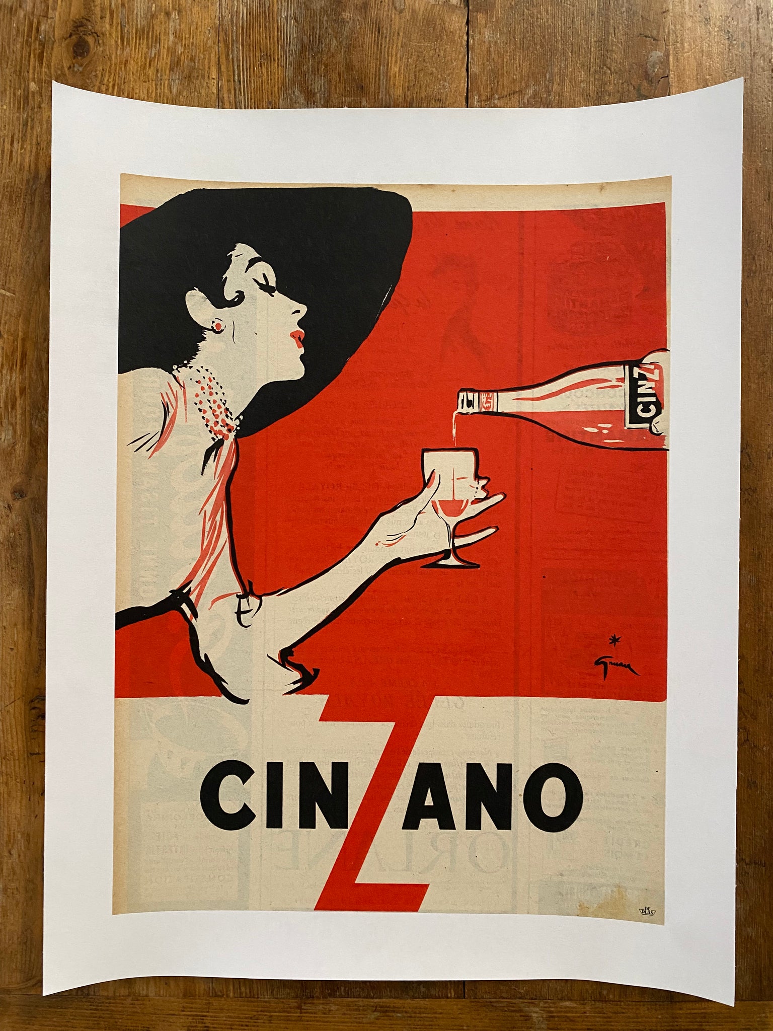 Affiche Originale Cinzano par René Gruau, 1953