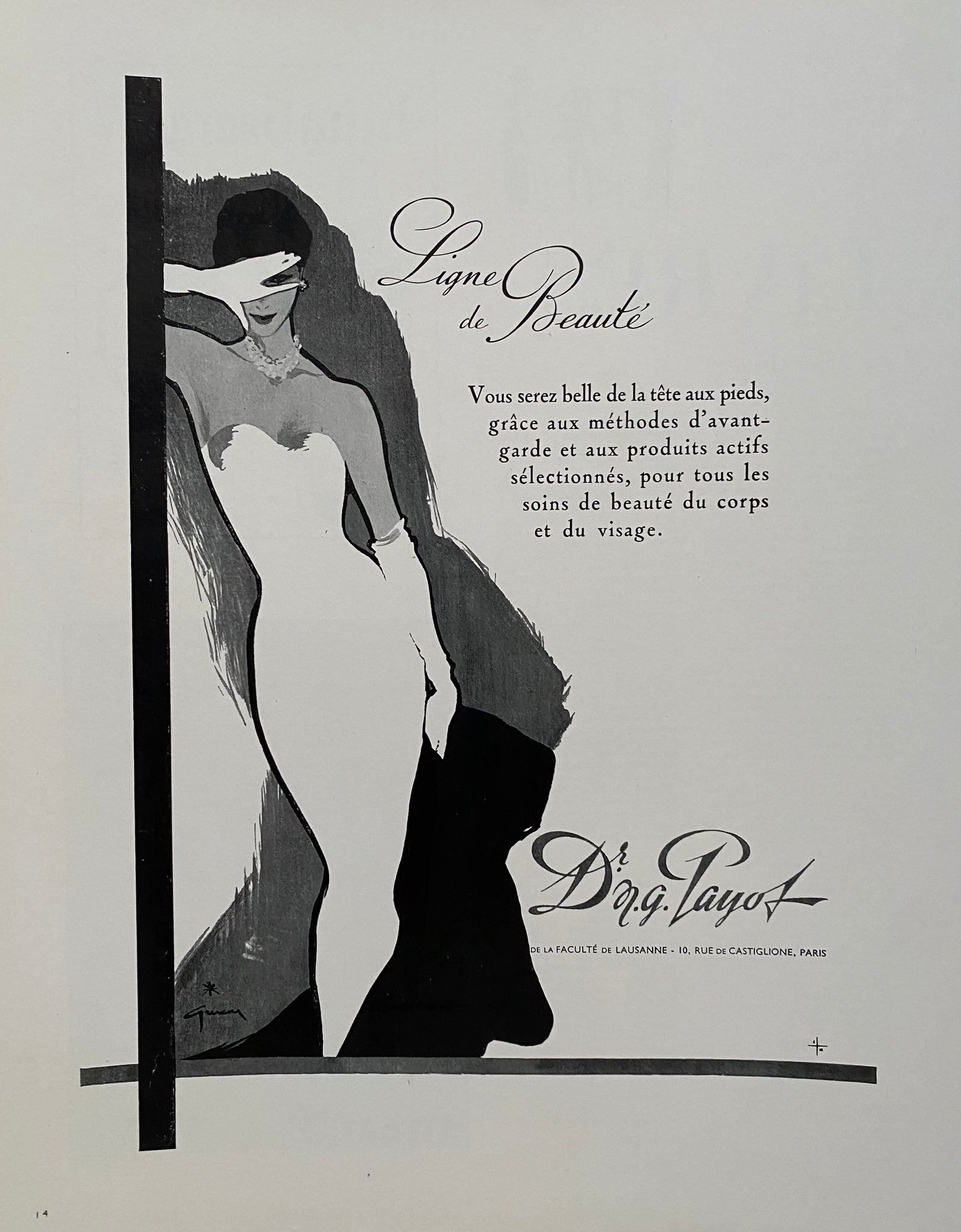 Affiche Originale PAYOT crème Nutricia par René Gruau, 1956