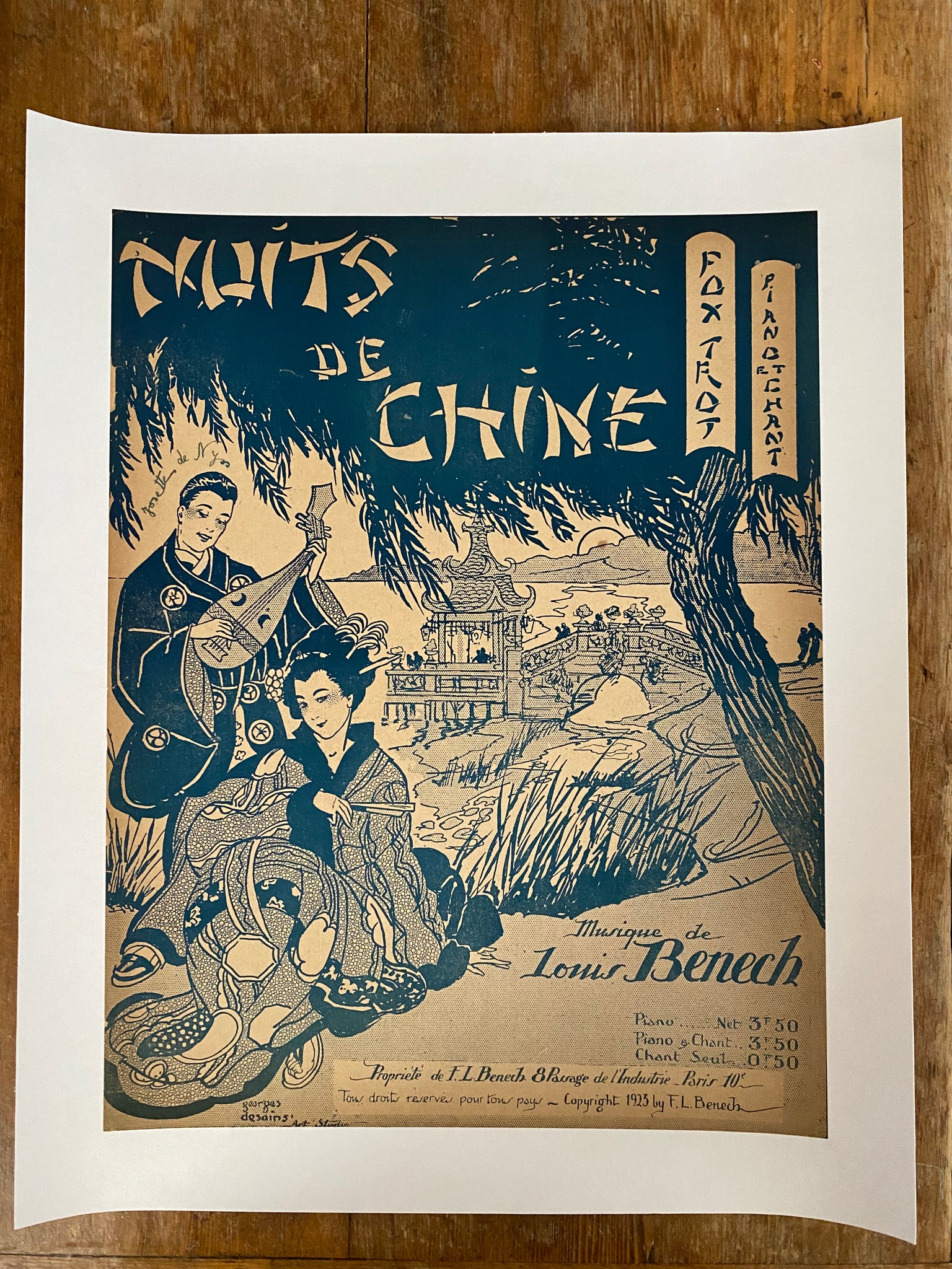 Affiche Originale Nuits de Chine par F.L Benech, 1922