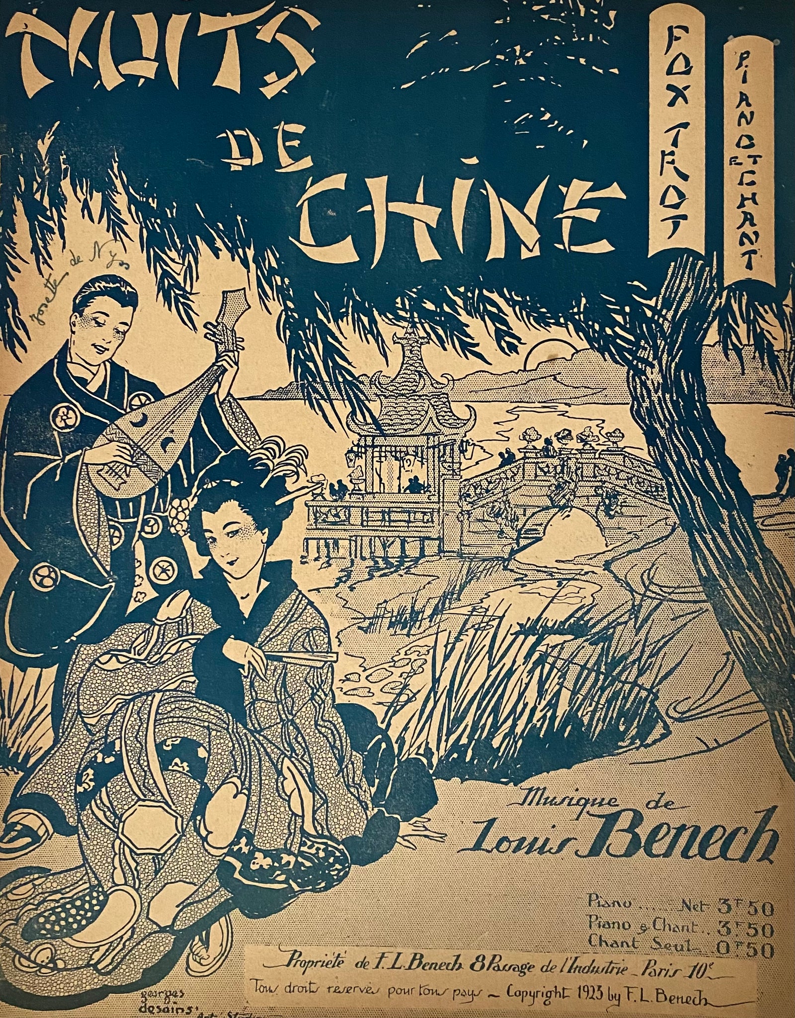 Affiche Originale Nuits de Chine par F.L Benech, 1922