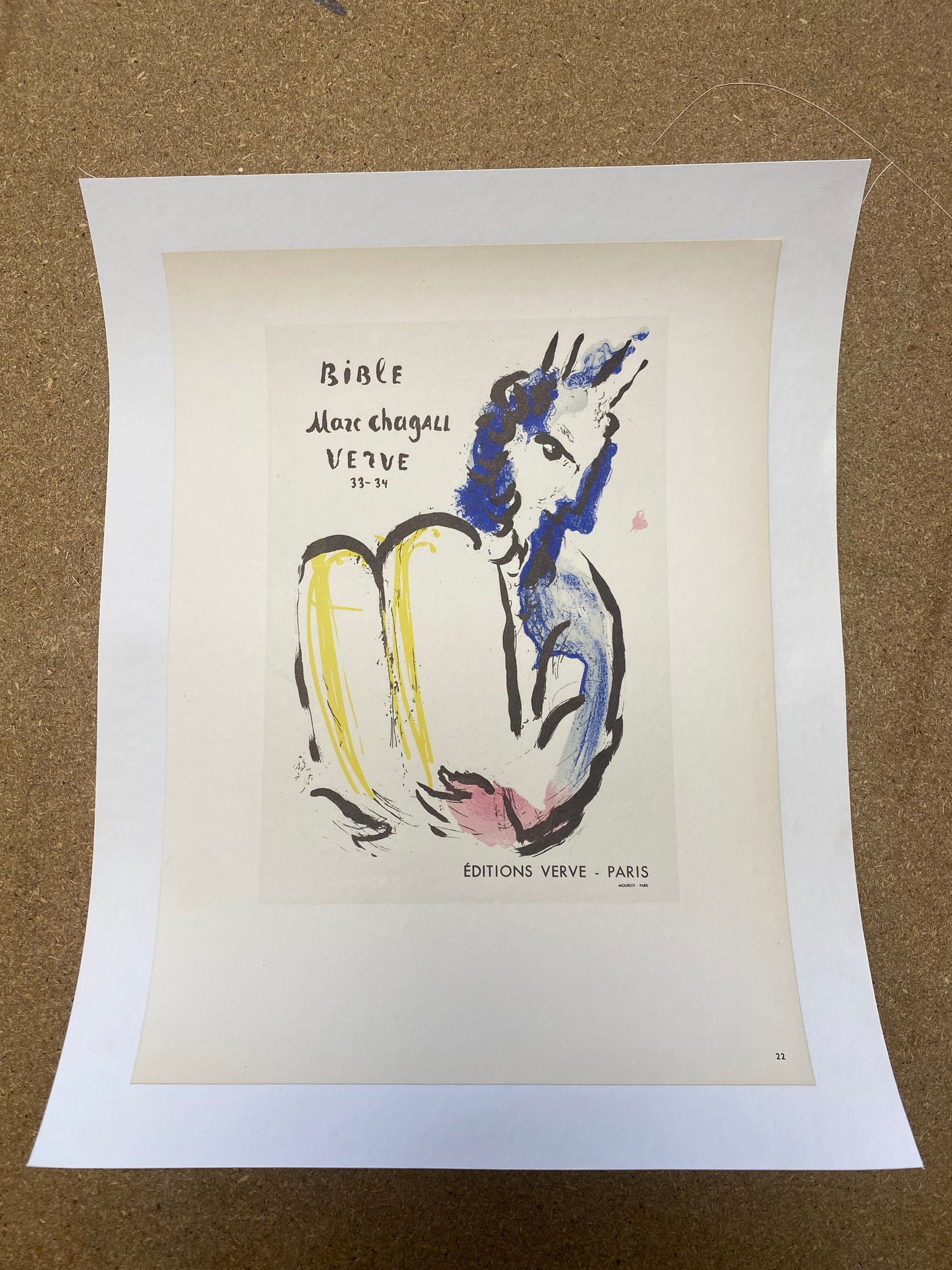 Affiche ancienne la Bible Verve 33-34 par Marc Chagall, 1956