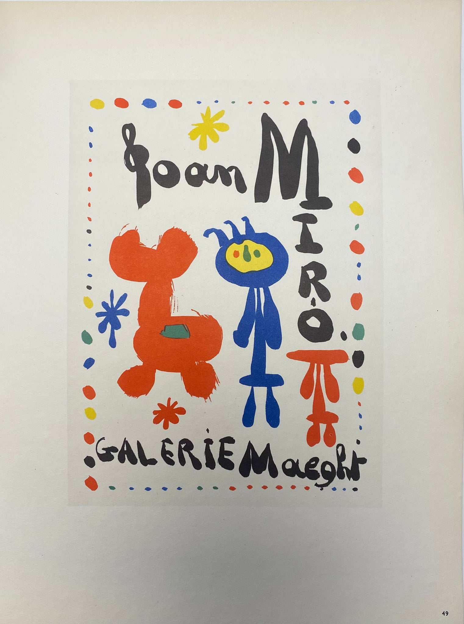 Affiche ancienne galerie Maeght par Joan Miro, 1949