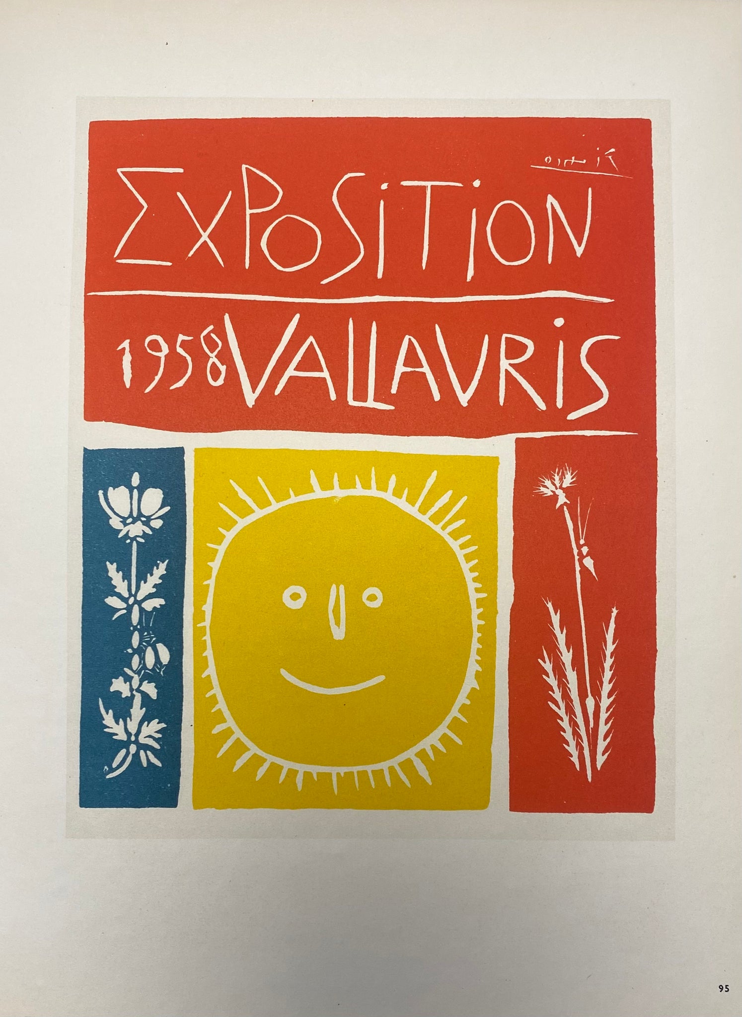 Affiche ancienne d'exposition Vallauris par Pablo Picasso, 1958