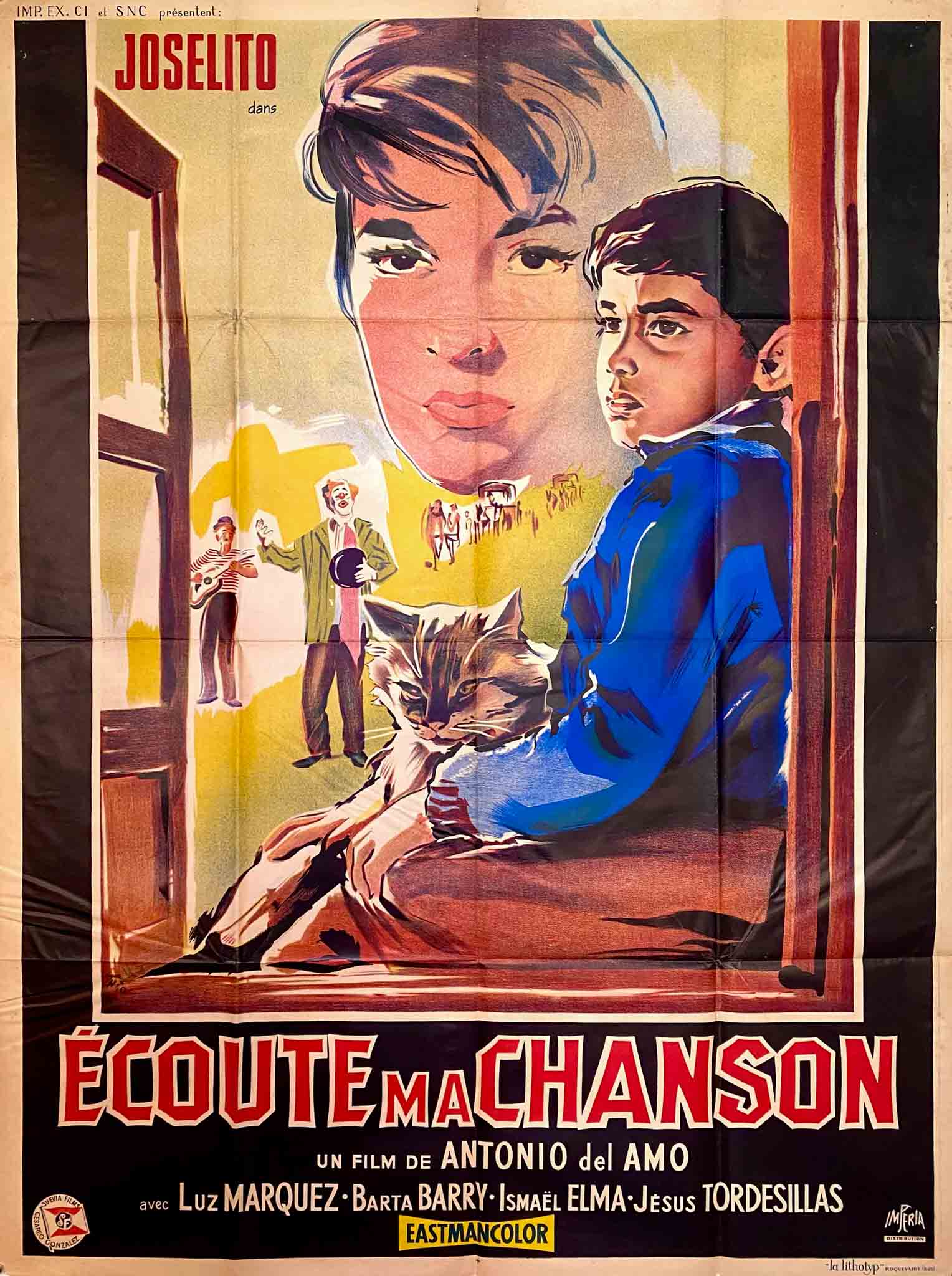 Affiche musicale avec Joselito et un chat dans un décor chaleureux.