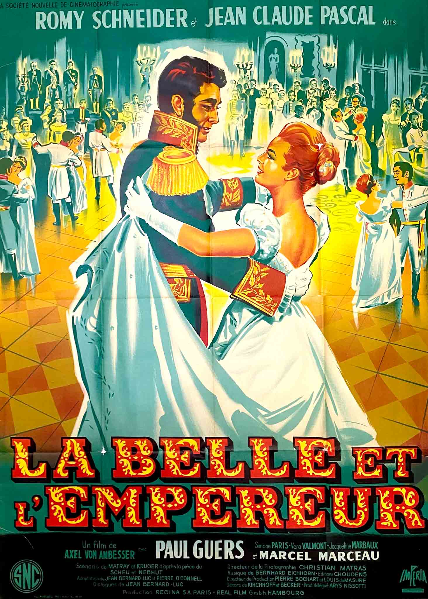 Affiche drame historique avec Romy Schneider dans un bal somptueux.