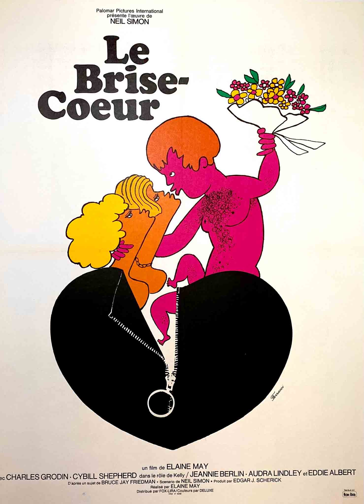 Affiche du film "Le Brise-Coeur" de 1972, illustration pop art de personnages caricaturés dans un cœur.