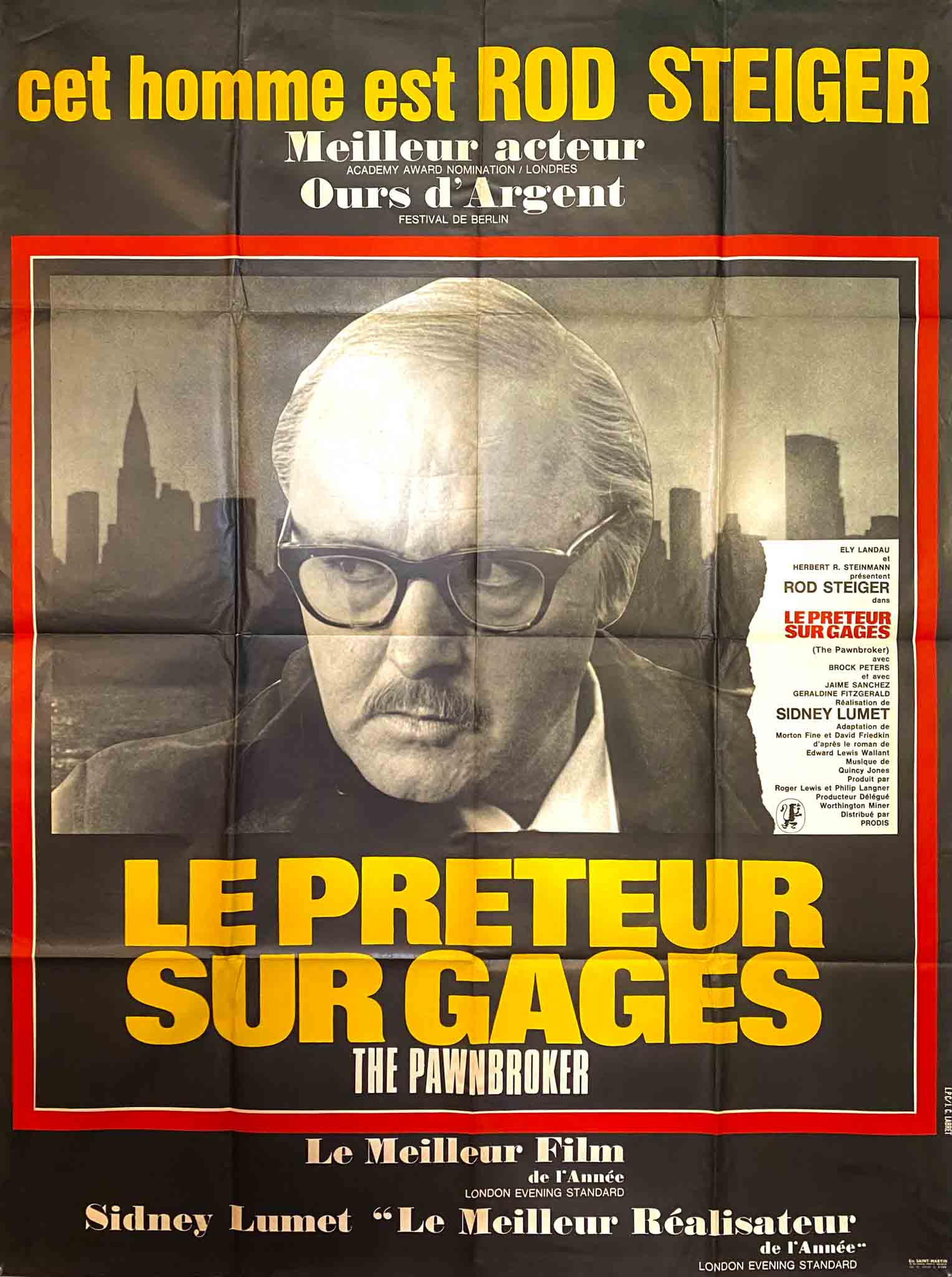 Affiche sobre et puissante avec Rod Steiger, une palette de tons sombres et une ambiance introspective.