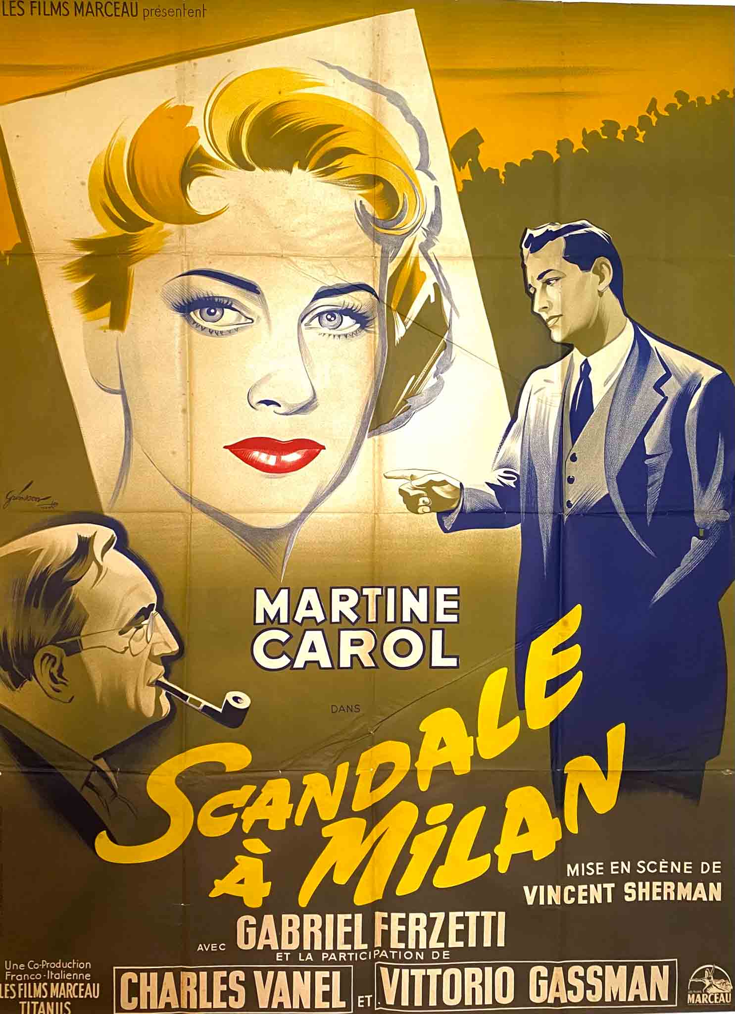 Affiche drame citadin avec Martine Carol et un homme pensif.