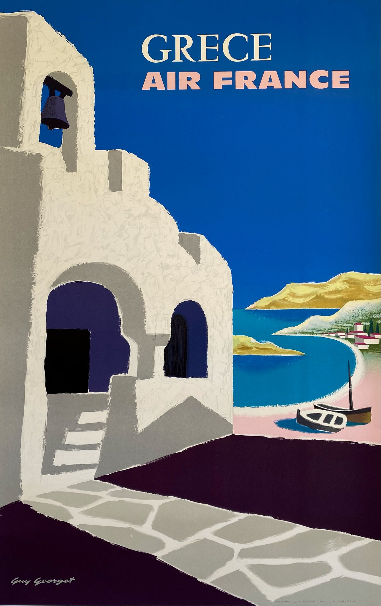 Georget Affiche Original Air France - Grèce Guy Georget 1959