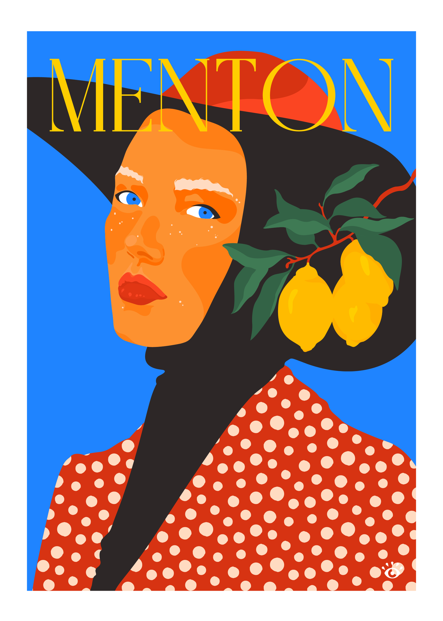 Affiche Originale Menton Côte d'azur Marion Ben Lisa, 2020