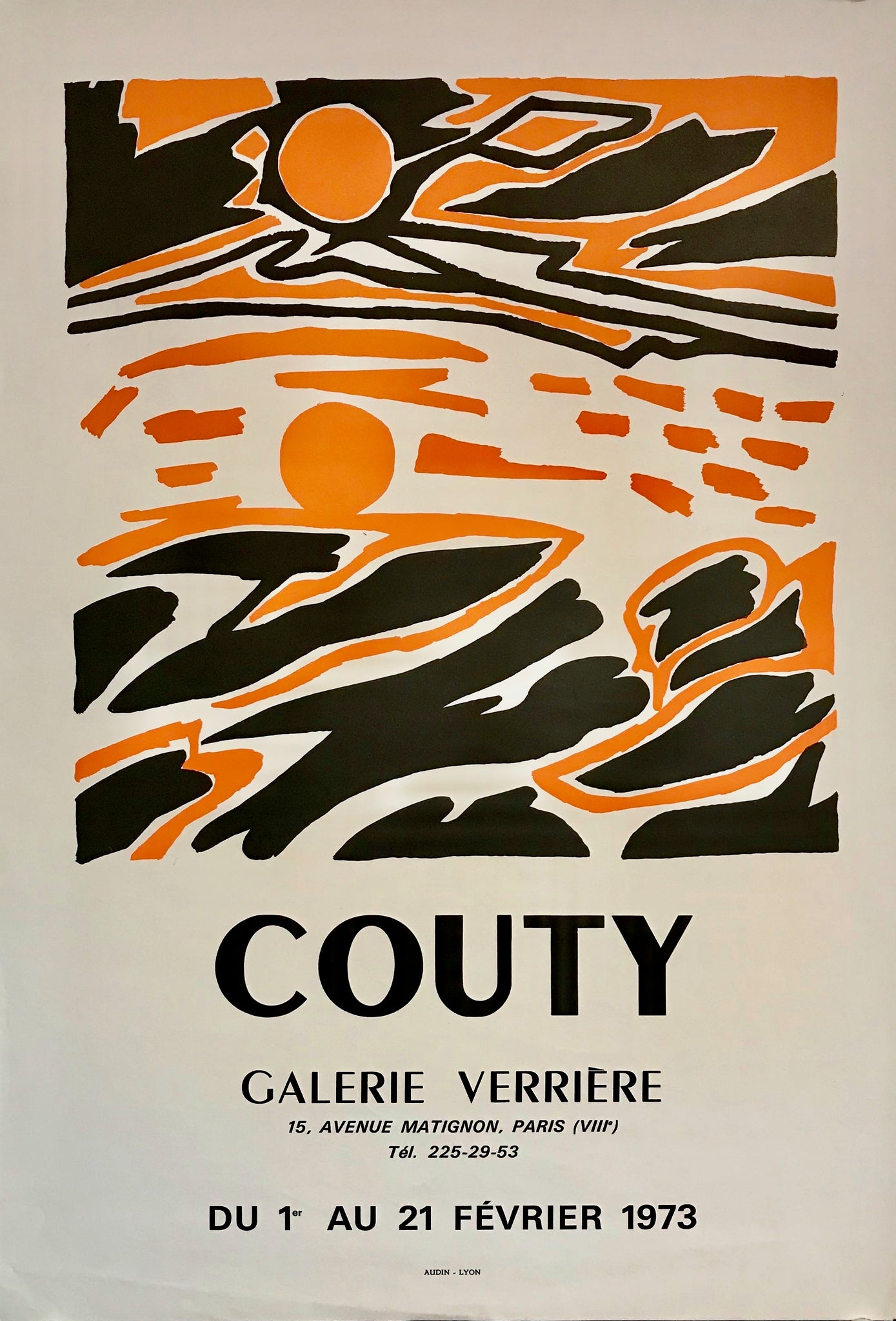  Affiche réalisée à l'occasion de l'Exposition Couty,   à la Galerie Verrière du 1er au 21 Février 1973