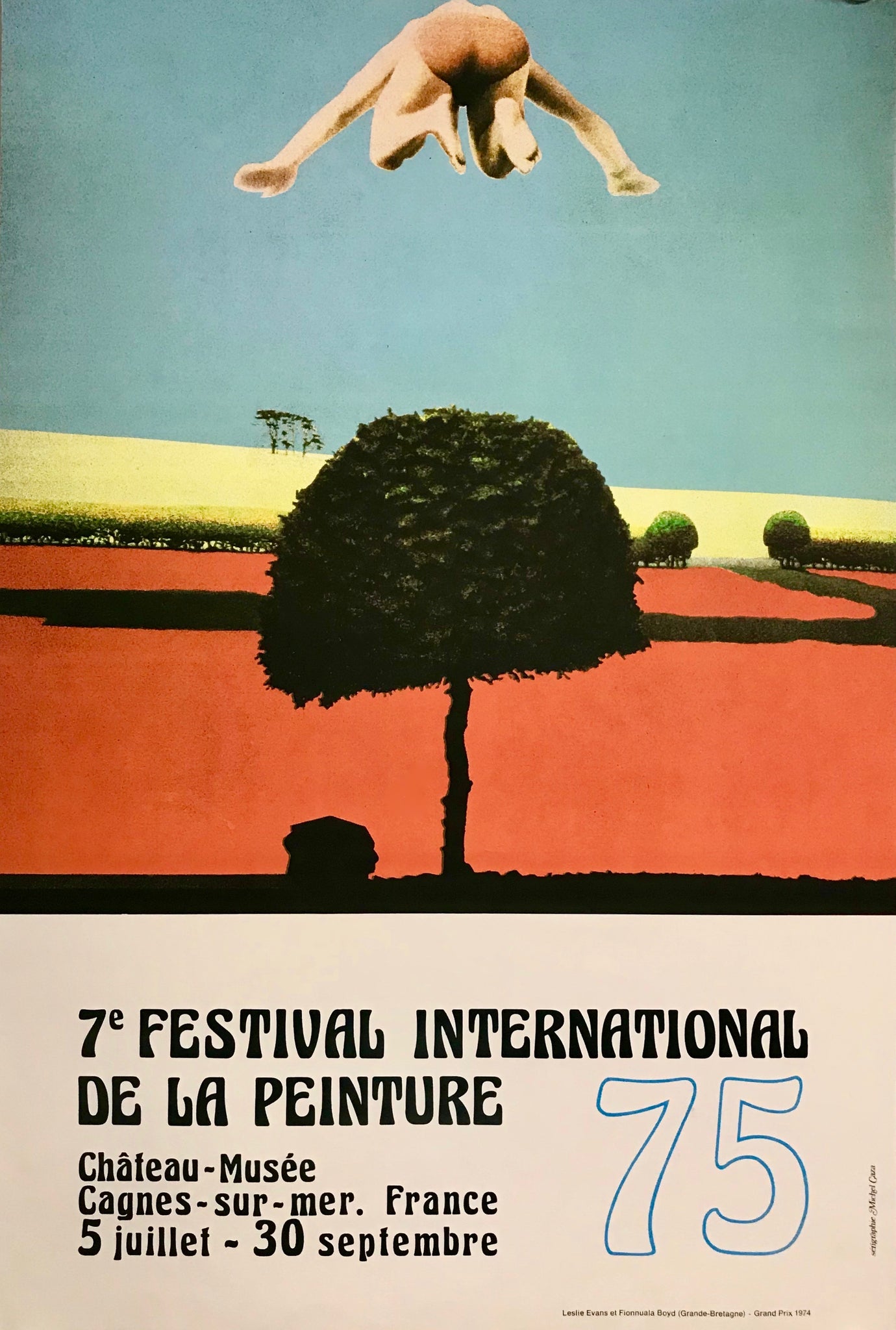 Affiche Originale pour le 7 ème festival de la peinture, château-musée de Cagnes-Sur-Mer, 5 juillet au 30 septembre 1975.