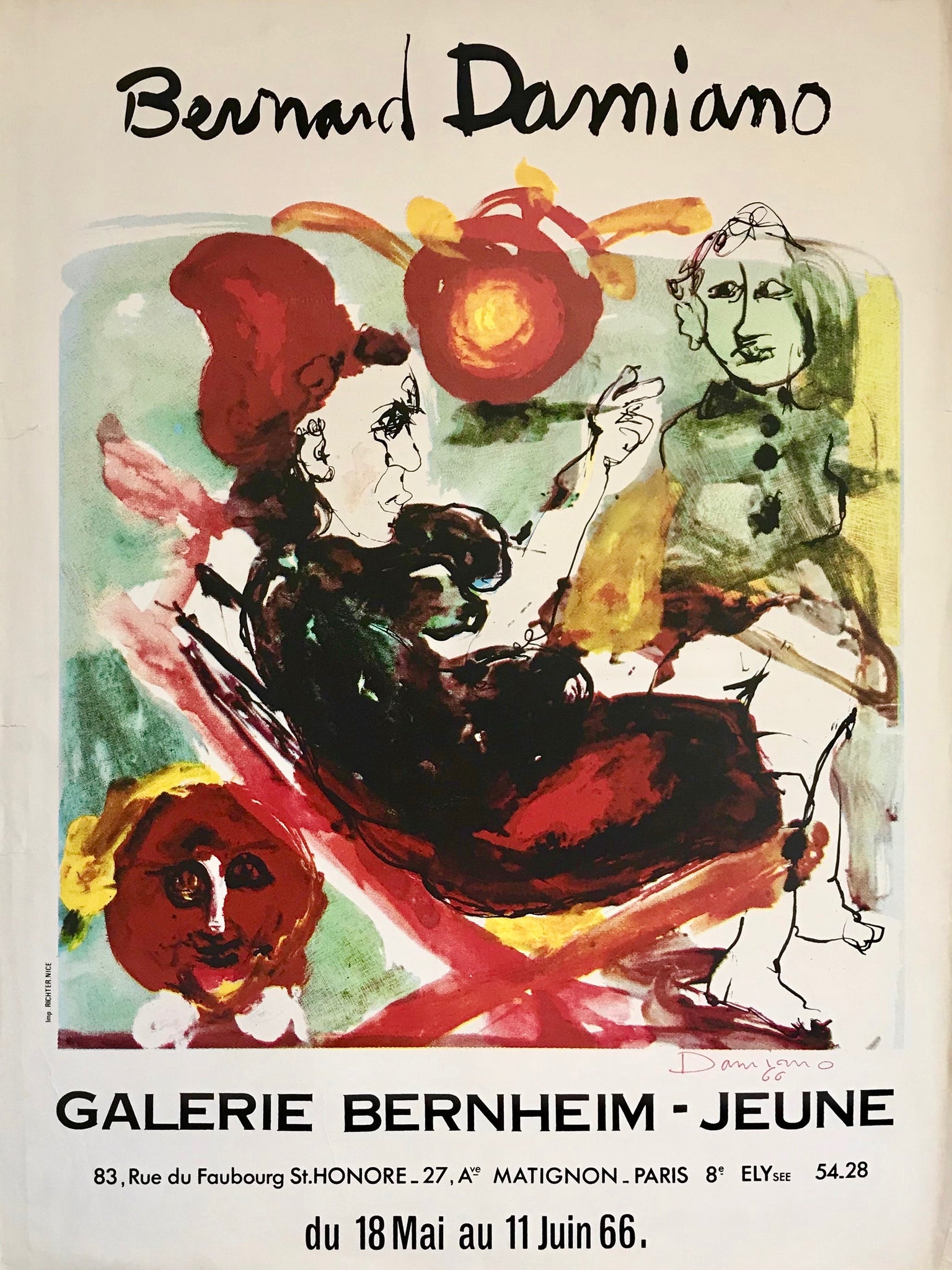 Affiche Galerie Bernheim - Jeune  Par Bernard Damiano, 1966