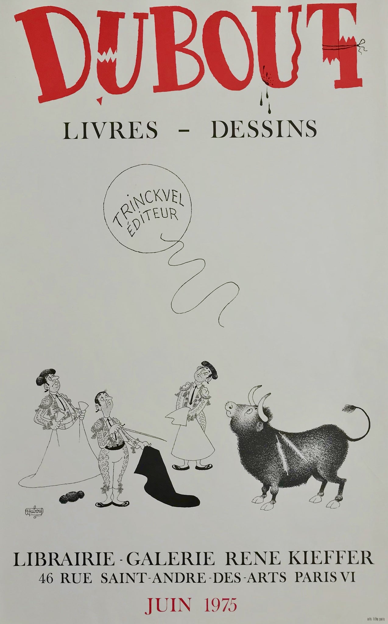 Affiche galerie Rene Kieffer - Dubout Livres et Dessins Par Dubout, 1975