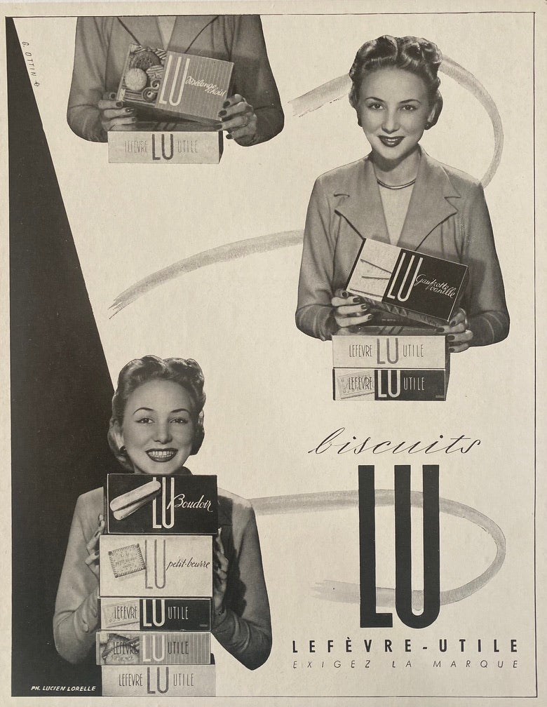 Affichette Publicitaire originale Biscuits LU Lefevre Utile  Réalisée par Lucien Lorelle 1952